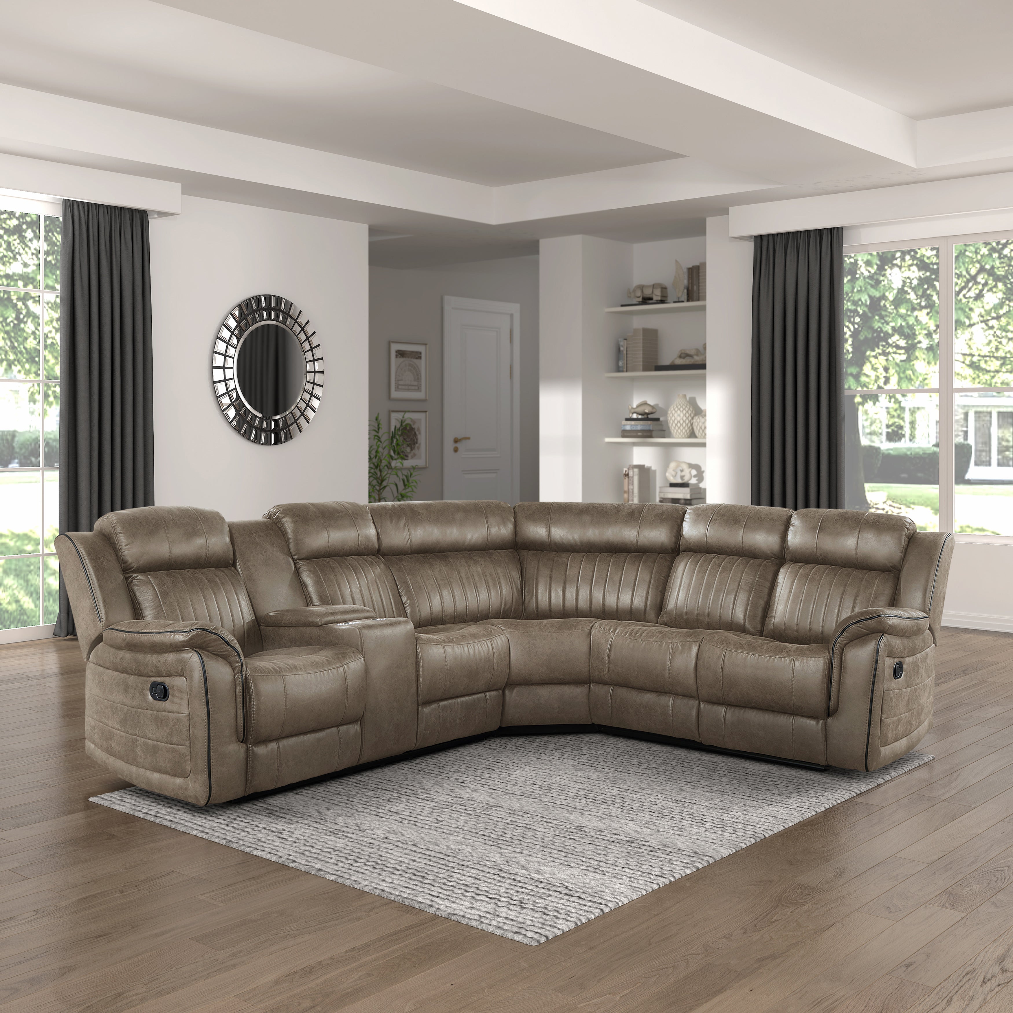 Centeroak Sandy Brown LAF Reclining Sectional - 9479SDB*SC - Bien Home Furniture & Electronics
