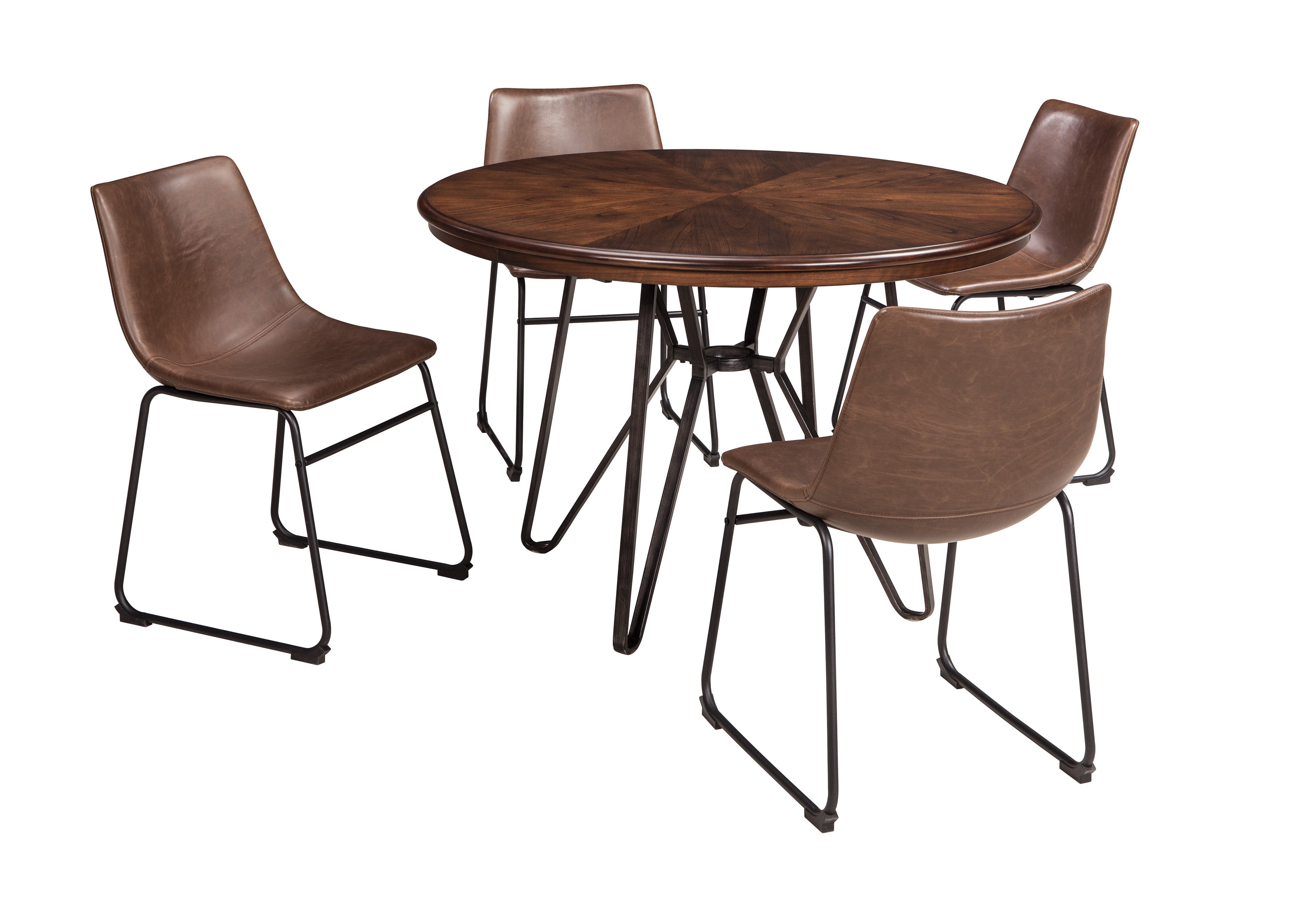 Centiar Brown 5-Piece Round Dining Set - SET | D372-15 | D372-01(2) - Bien Home Furniture & Electronics