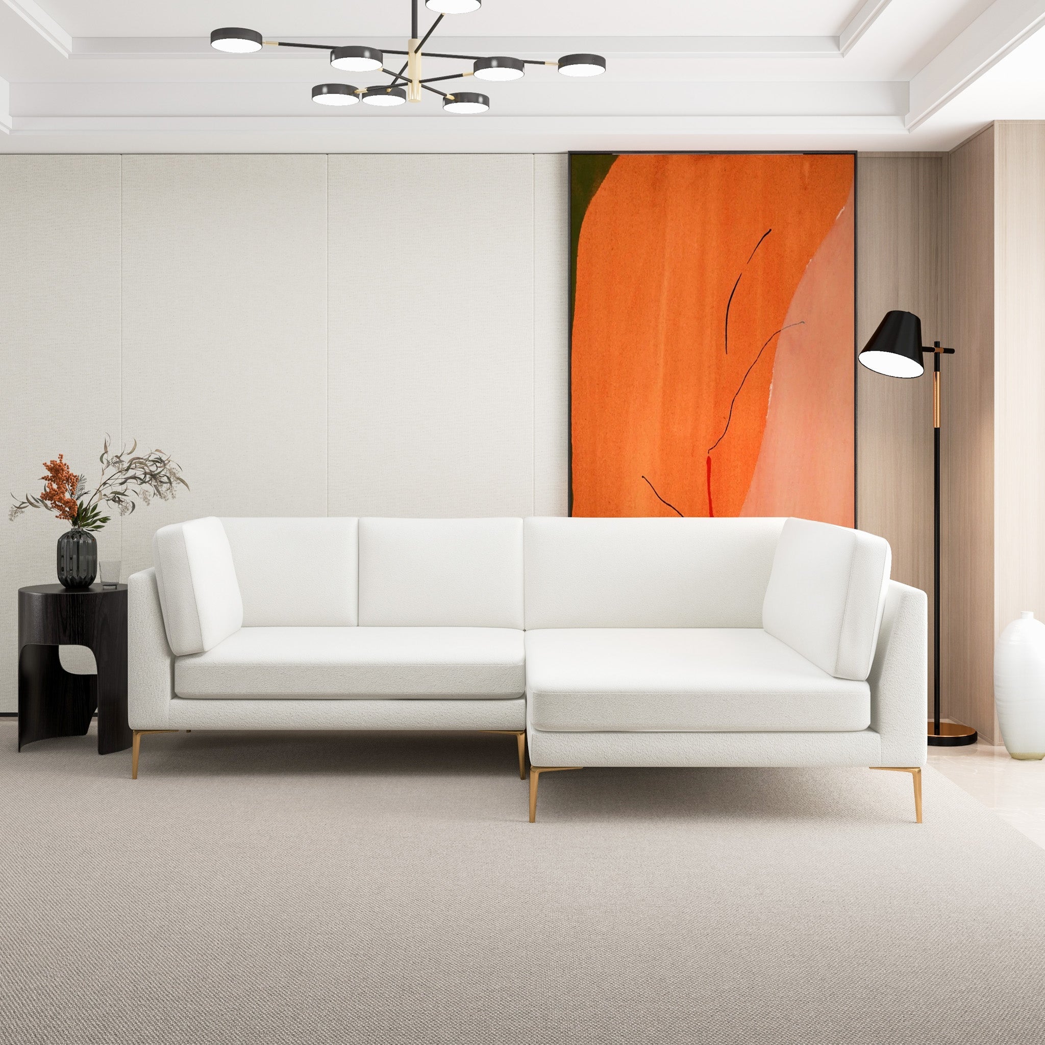 Chamberlain Beige Boucle RAF Sectional - MDM01807 - Bien Home Furniture & Electronics