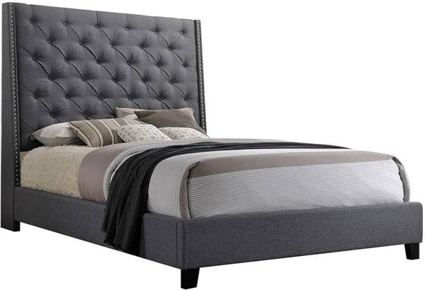 Chantilly Gray King Upholstered Bed - SET | 5265GY-K-HB | 5265GY-K-FRW - Bien Home Furniture &amp; Electronics