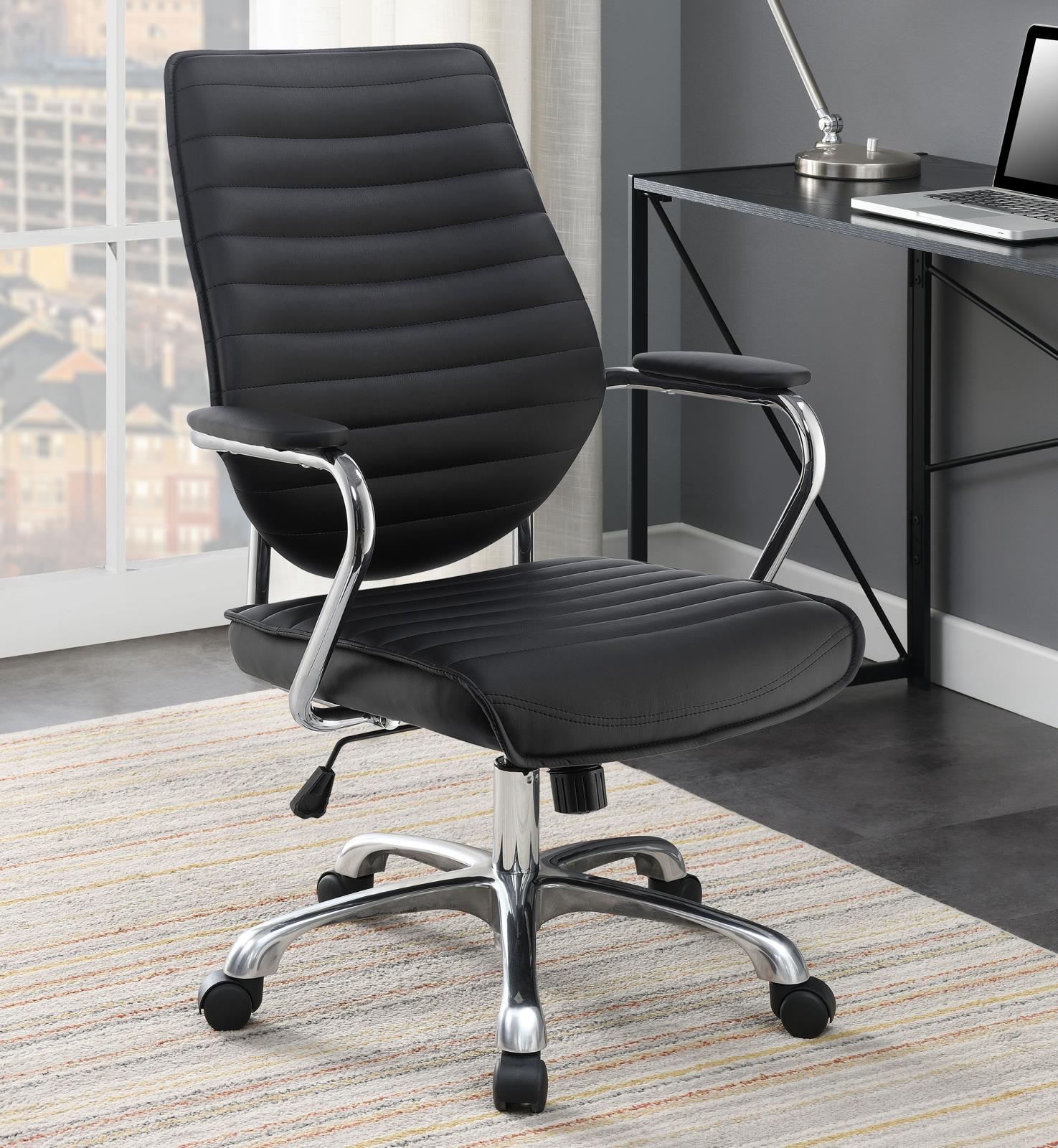 Chase Black/Chrome High Back Office Chair - 802269 - Bien Home Furniture &amp; Electronics