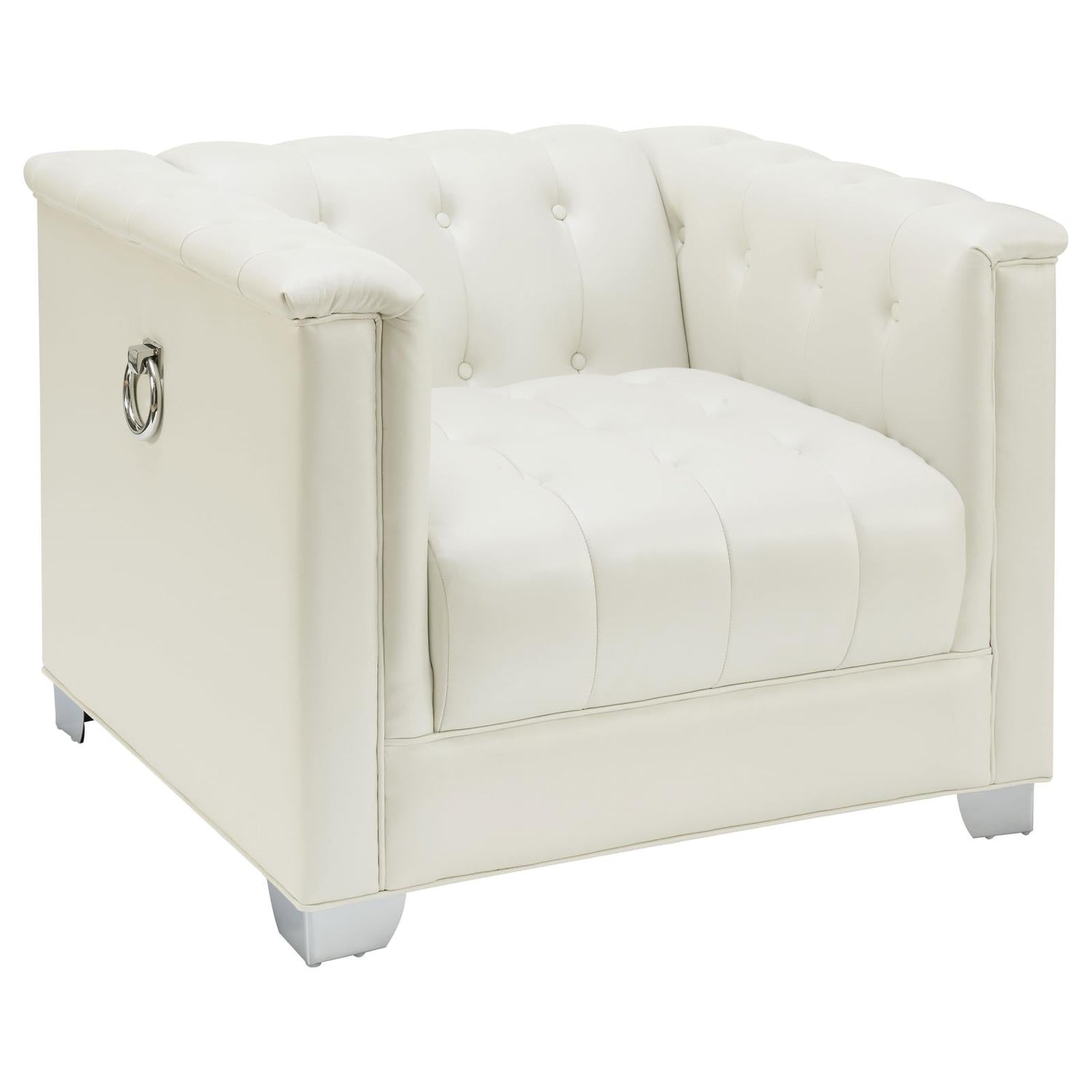 Chaviano Pearl White Tufted Upholstered Chair - 505393 - Bien Home Furniture & Electronics