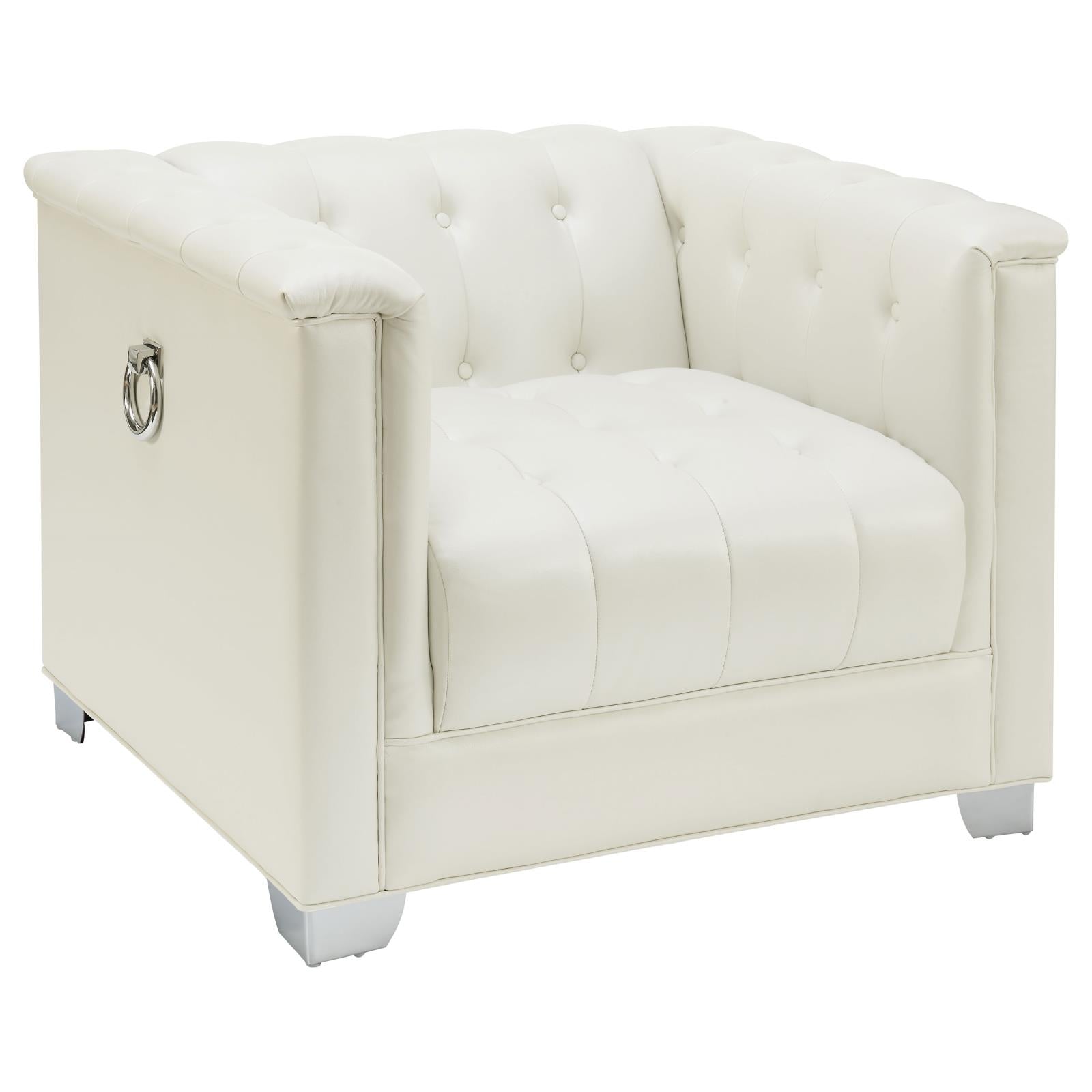 Chaviano Pearl White Tufted Upholstered Chair - 505393 - Bien Home Furniture & Electronics