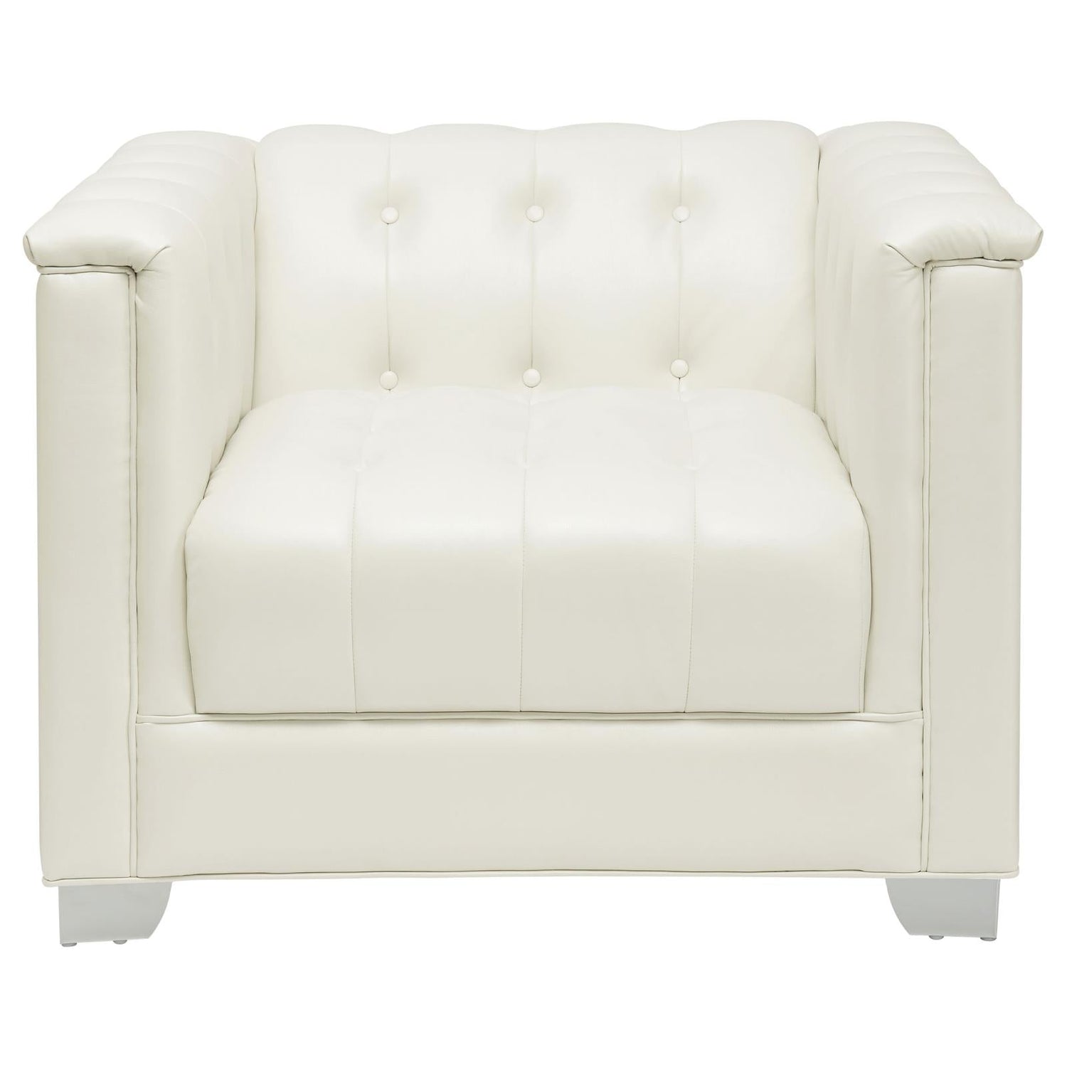 Chaviano Pearl White Tufted Upholstered Chair - 505393 - Bien Home Furniture & Electronics