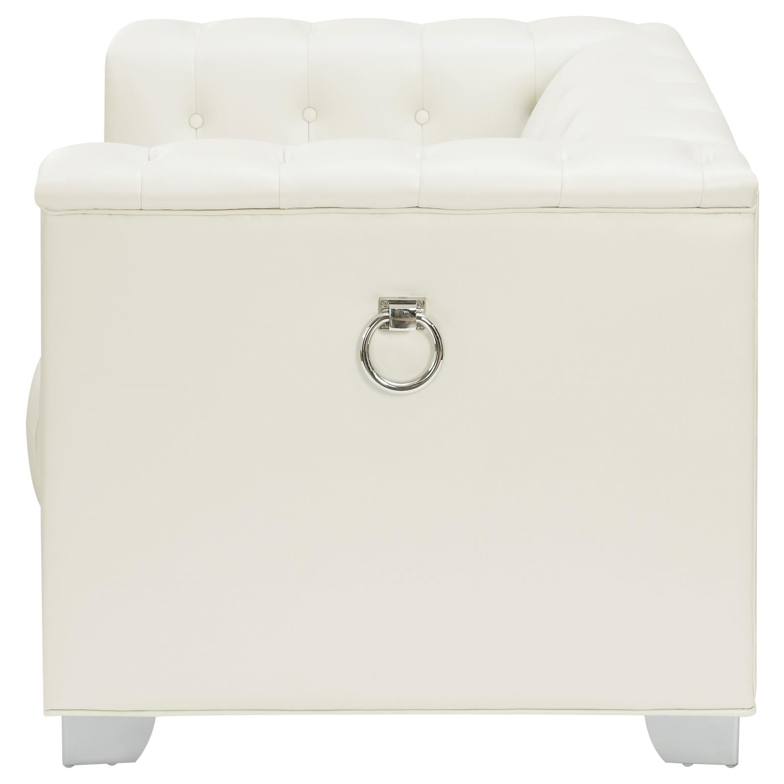 Chaviano Pearl White Tufted Upholstered Chair - 505393 - Bien Home Furniture & Electronics
