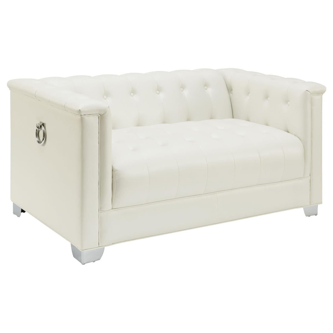 Chaviano Tufted Upholstered Loveseat Pearl White - 505392 - Bien Home Furniture &amp; Electronics