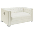 Chaviano Tufted Upholstered Loveseat Pearl White - 505392 - Bien Home Furniture & Electronics
