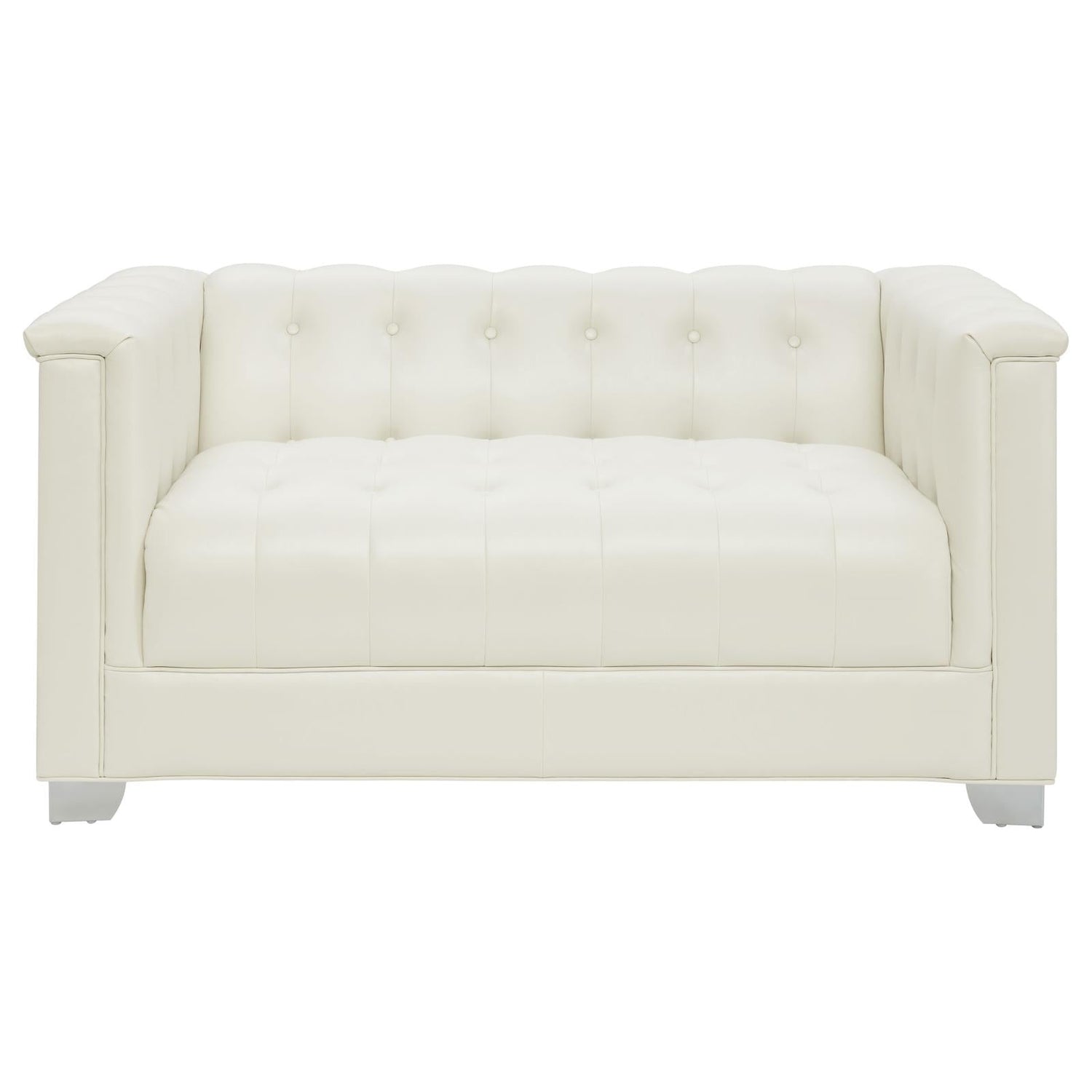 Chaviano Tufted Upholstered Loveseat Pearl White - 505392 - Bien Home Furniture & Electronics