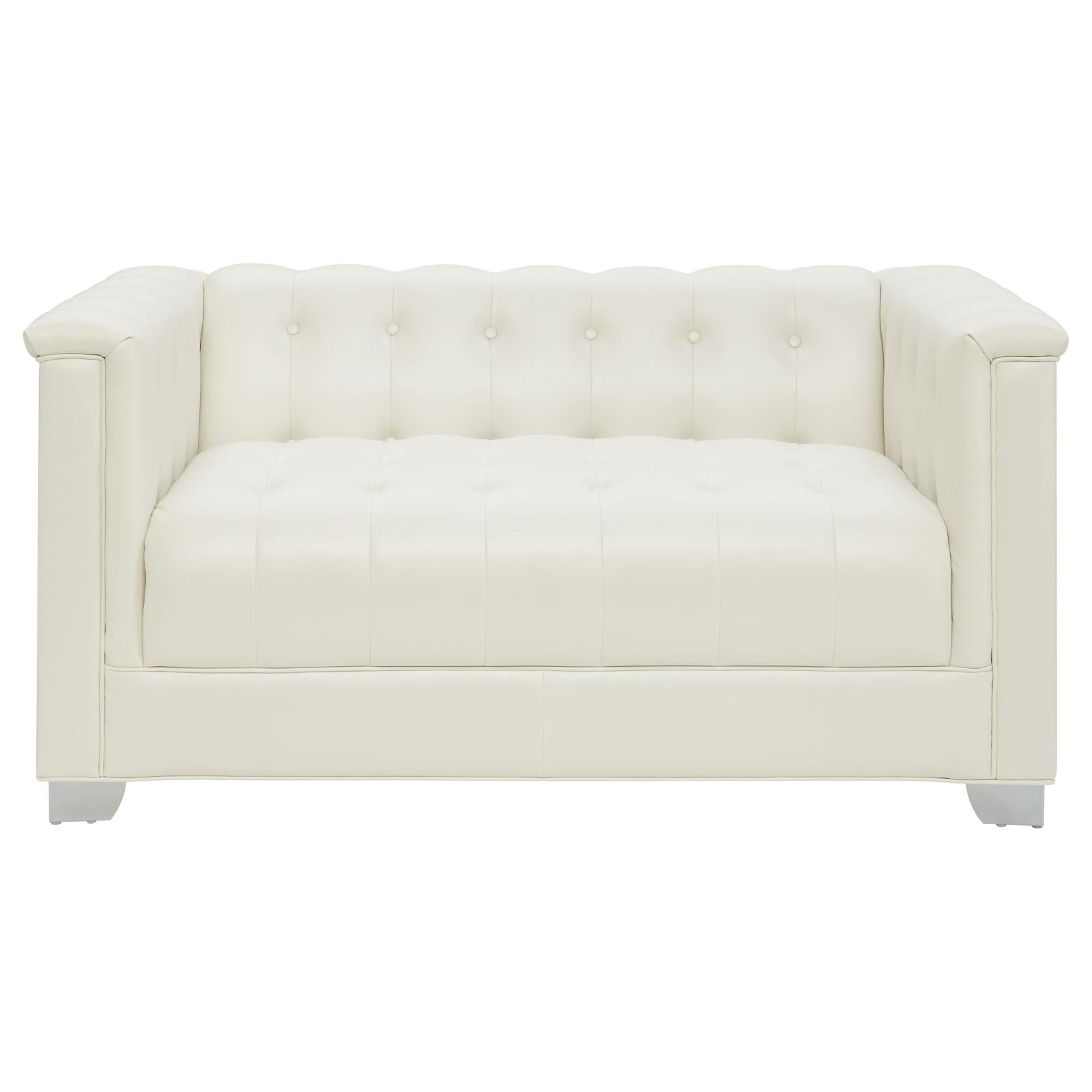 Chaviano Tufted Upholstered Loveseat Pearl White - 505392 - Bien Home Furniture & Electronics
