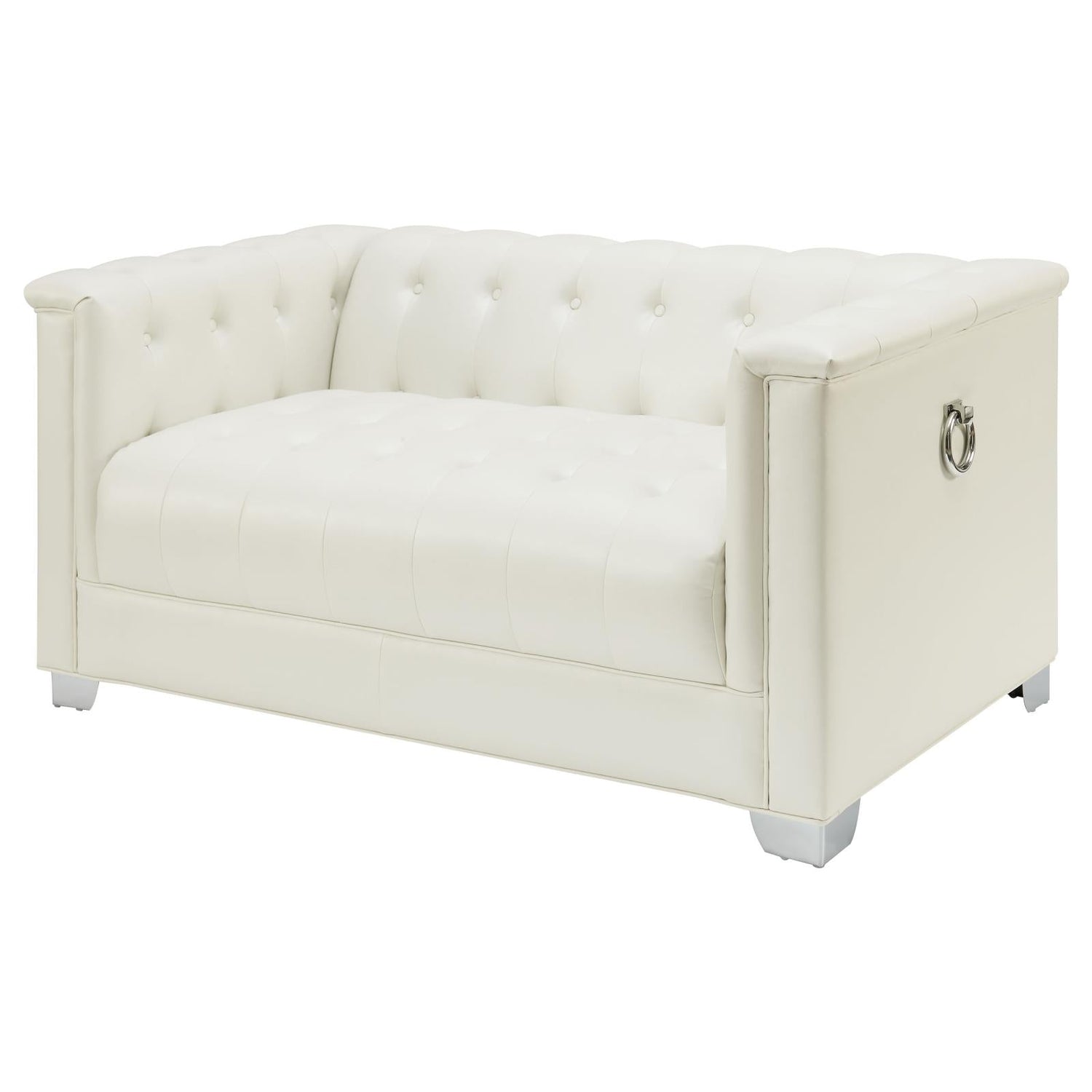 Chaviano Tufted Upholstered Loveseat Pearl White - 505392 - Bien Home Furniture & Electronics