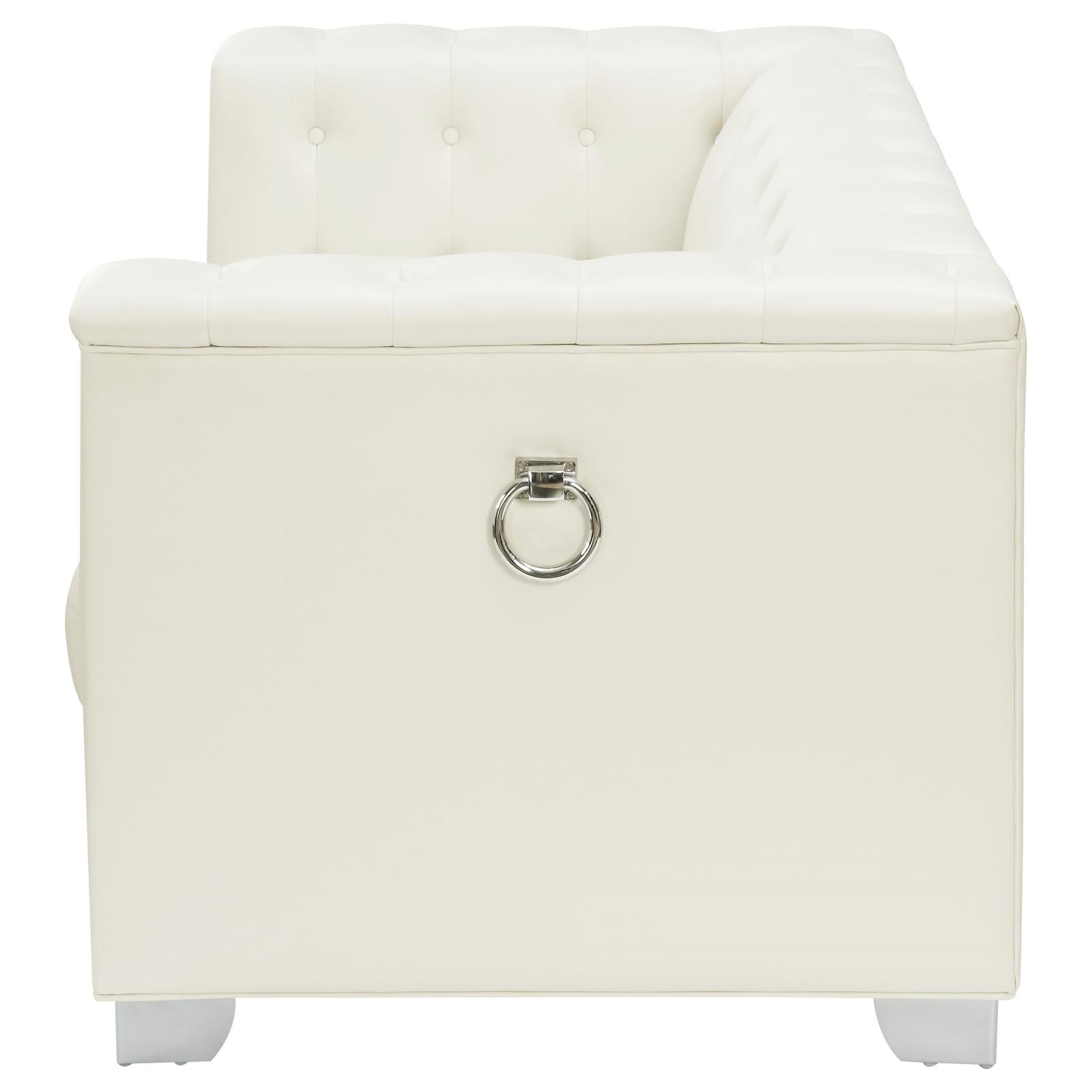 Chaviano Tufted Upholstered Loveseat Pearl White - 505392 - Bien Home Furniture & Electronics