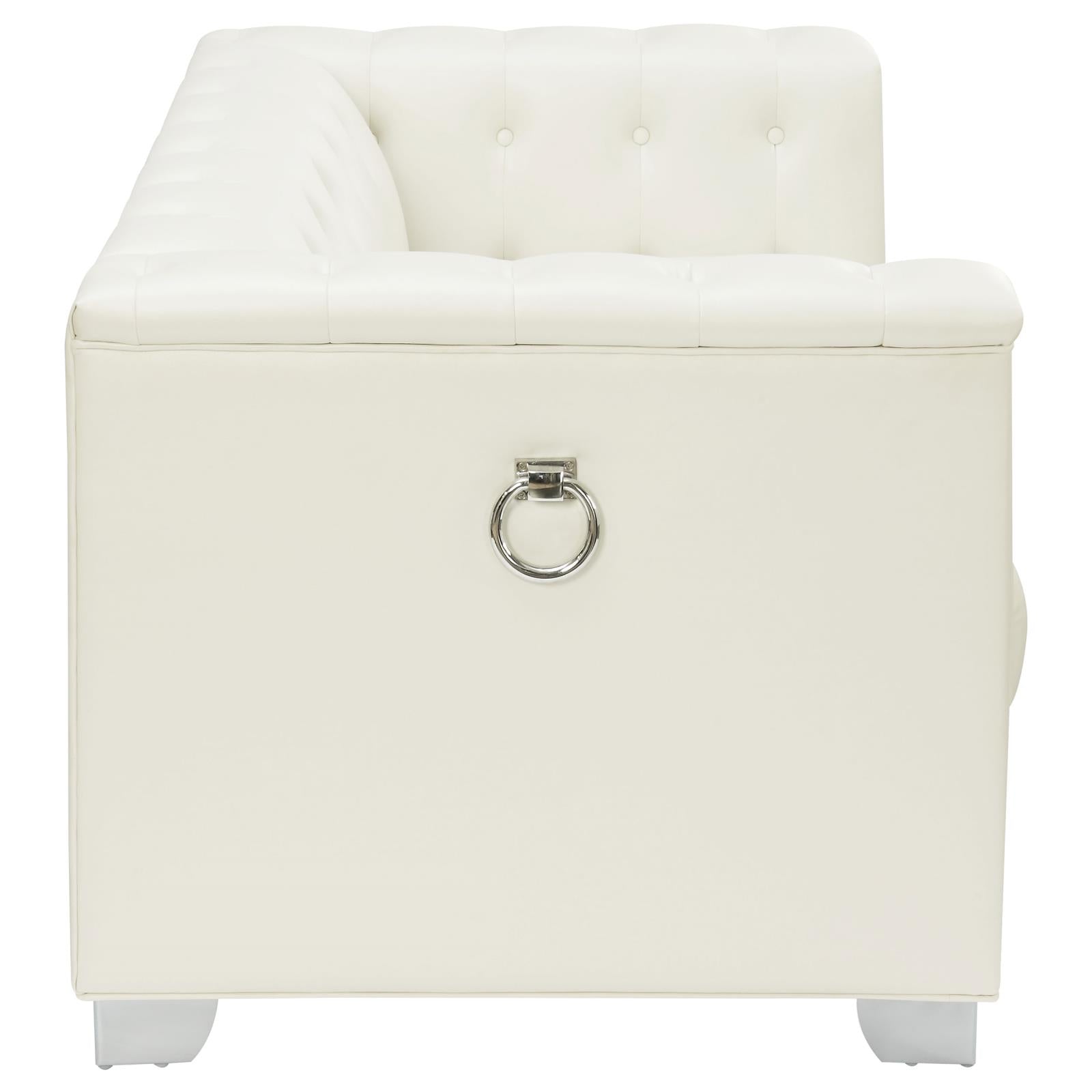 Chaviano Tufted Upholstered Loveseat Pearl White - 505392 - Bien Home Furniture & Electronics