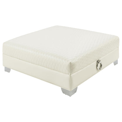 Chaviano Upholstered Ottoman Pearl White - 505394 - Bien Home Furniture &amp; Electronics