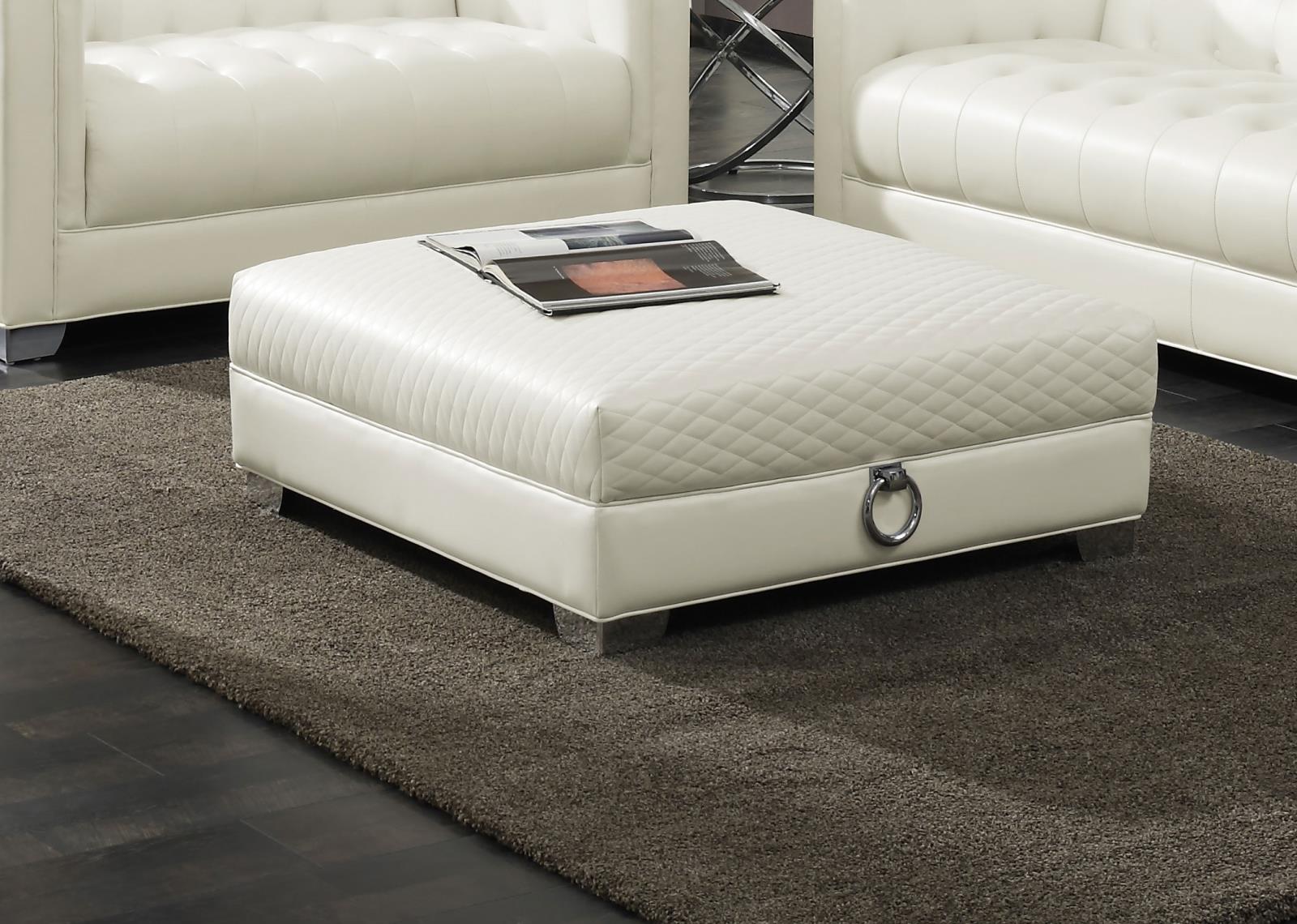 Chaviano Upholstered Ottoman Pearl White - 505394 - Bien Home Furniture & Electronics