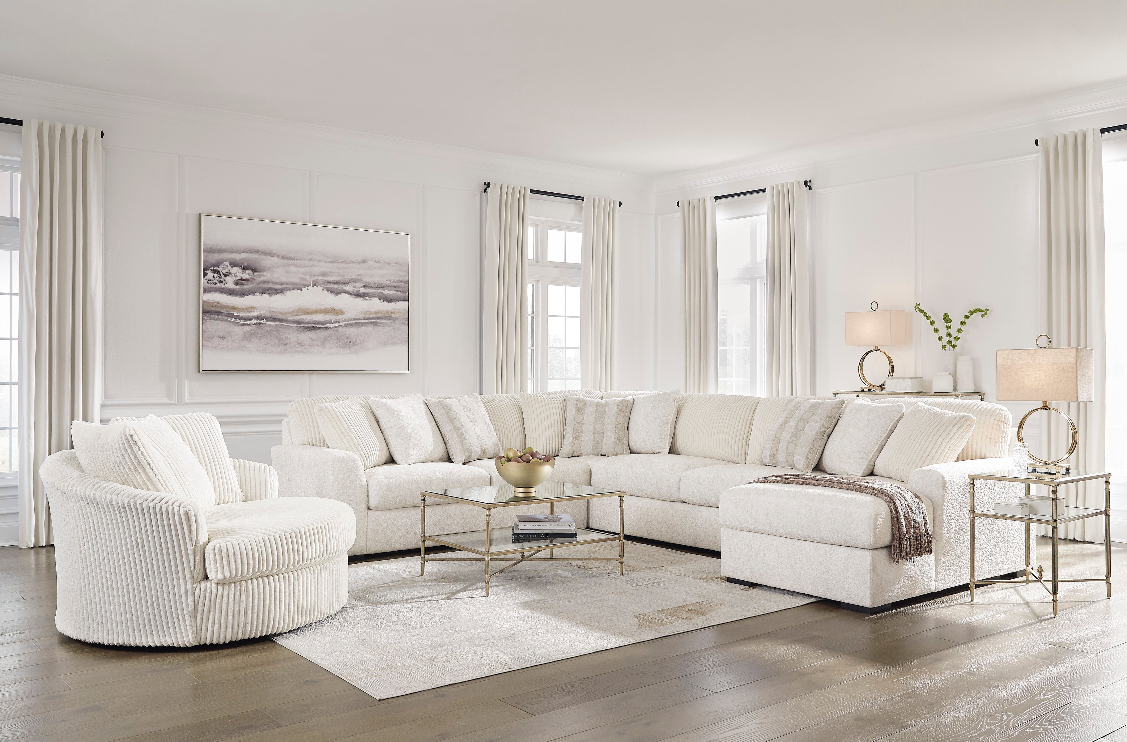 Chessington Ivory 4-Piece RAF Chaise Sectional - SET | 6190417 | 6190434 | 6190466 | 6190477 - Bien Home Furniture & Electronics
