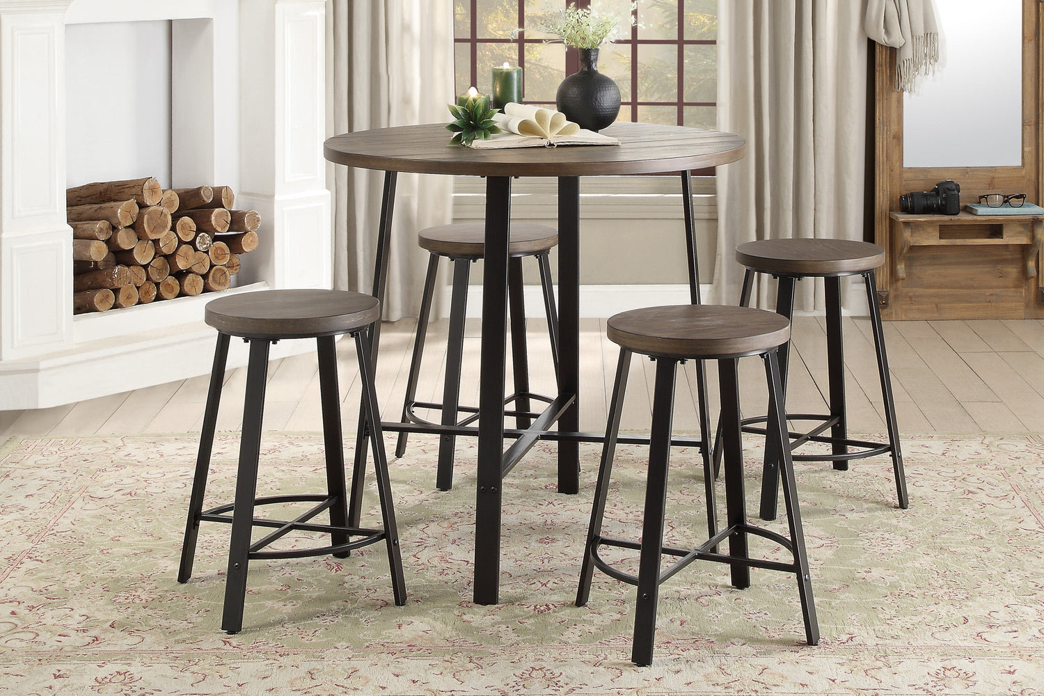 Chevre Brown/Gray Round Counter Height Table - 5607-36RD - Bien Home Furniture & Electronics