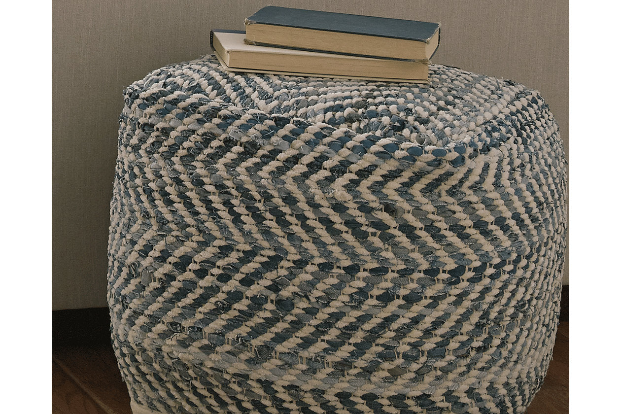 Chevron Blue Pouf - A1000445 - Bien Home Furniture & Electronics