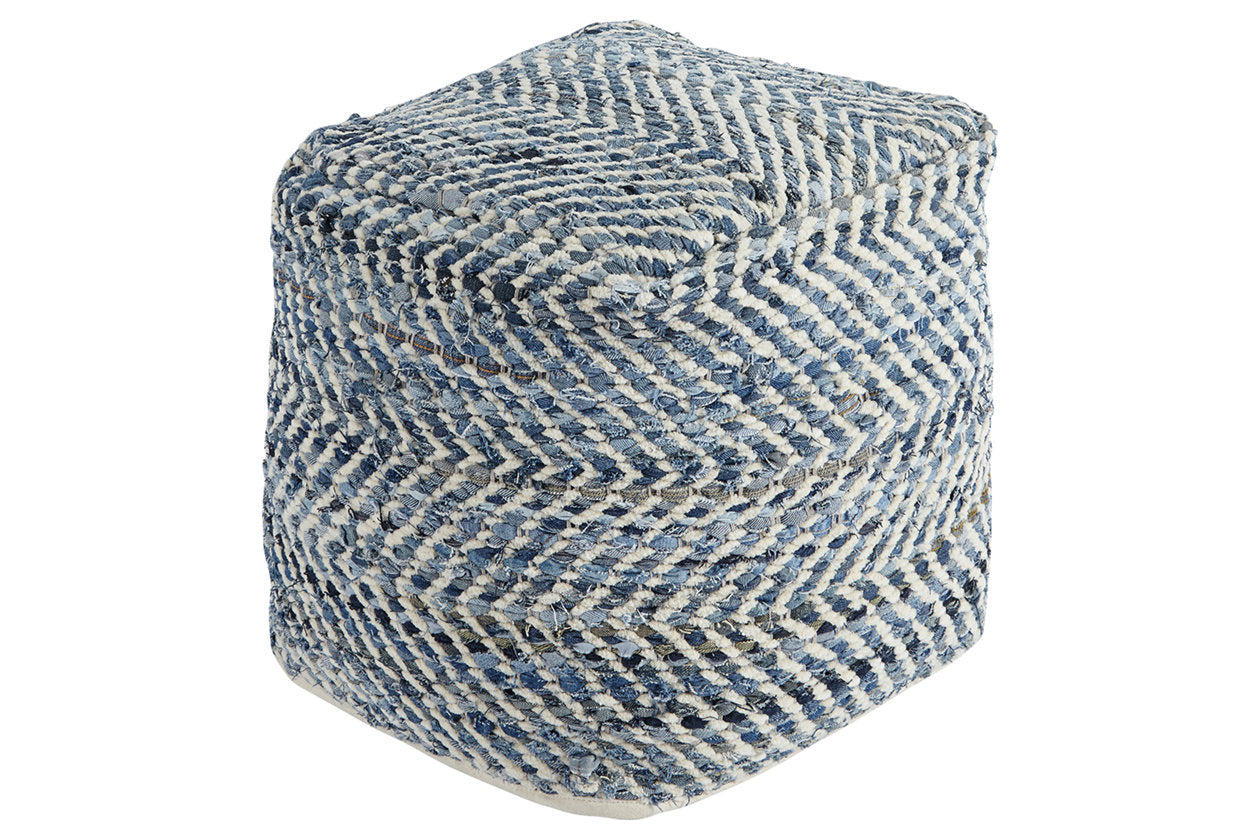 Chevron Blue Pouf - A1000445 - Bien Home Furniture & Electronics