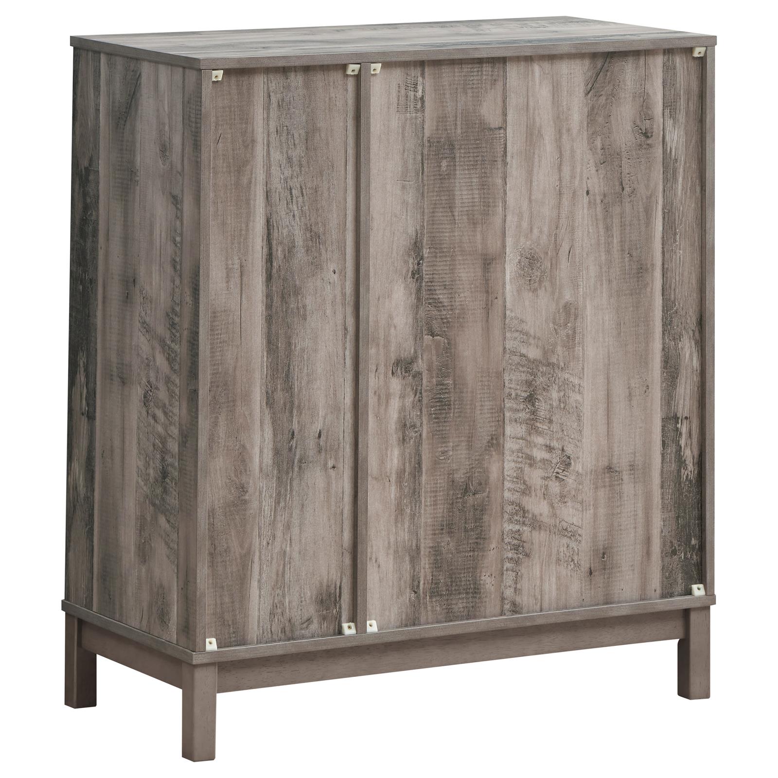 Cheyenne Weathered Acacia 2-Door Wine Cabinet with Stemware Rack - 183600 - Bien Home Furniture & Electronics