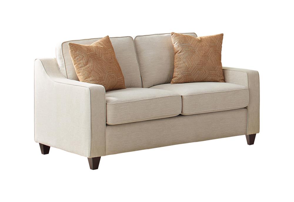 Christine Upholstered Cushion Back Loveseat Beige - 552062 - Bien Home Furniture &amp; Electronics