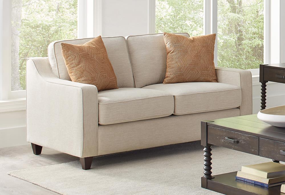 Christine Upholstered Cushion Back Loveseat Beige - 552062 - Bien Home Furniture & Electronics