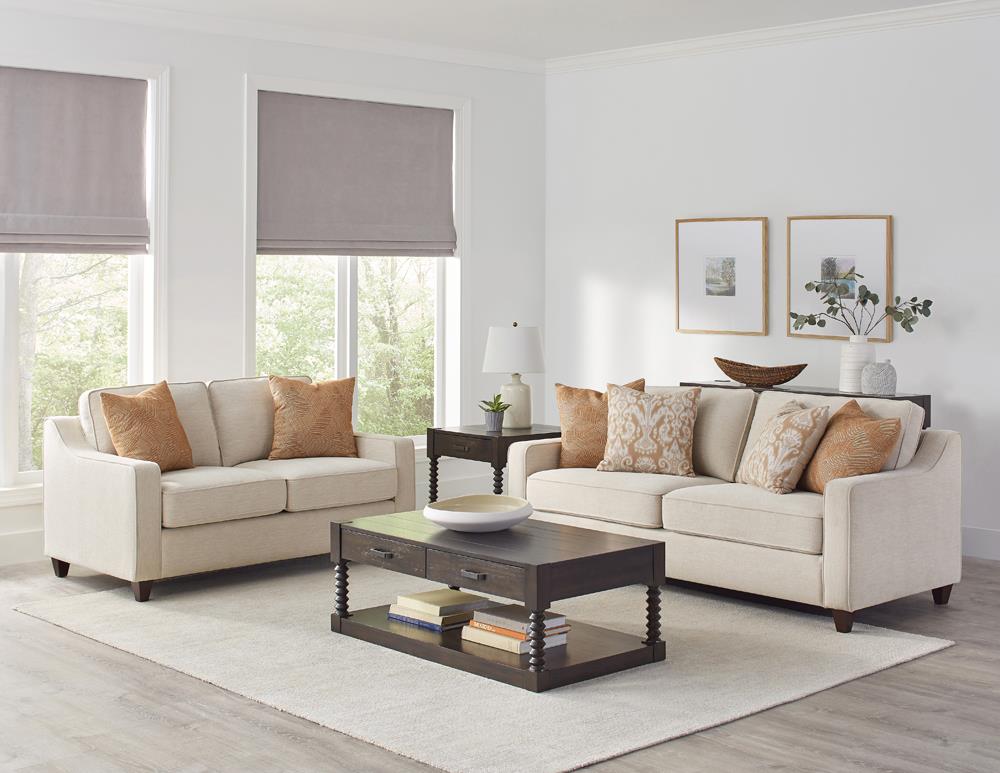 Christine Upholstered Cushion Back Loveseat Beige - 552062 - Bien Home Furniture & Electronics
