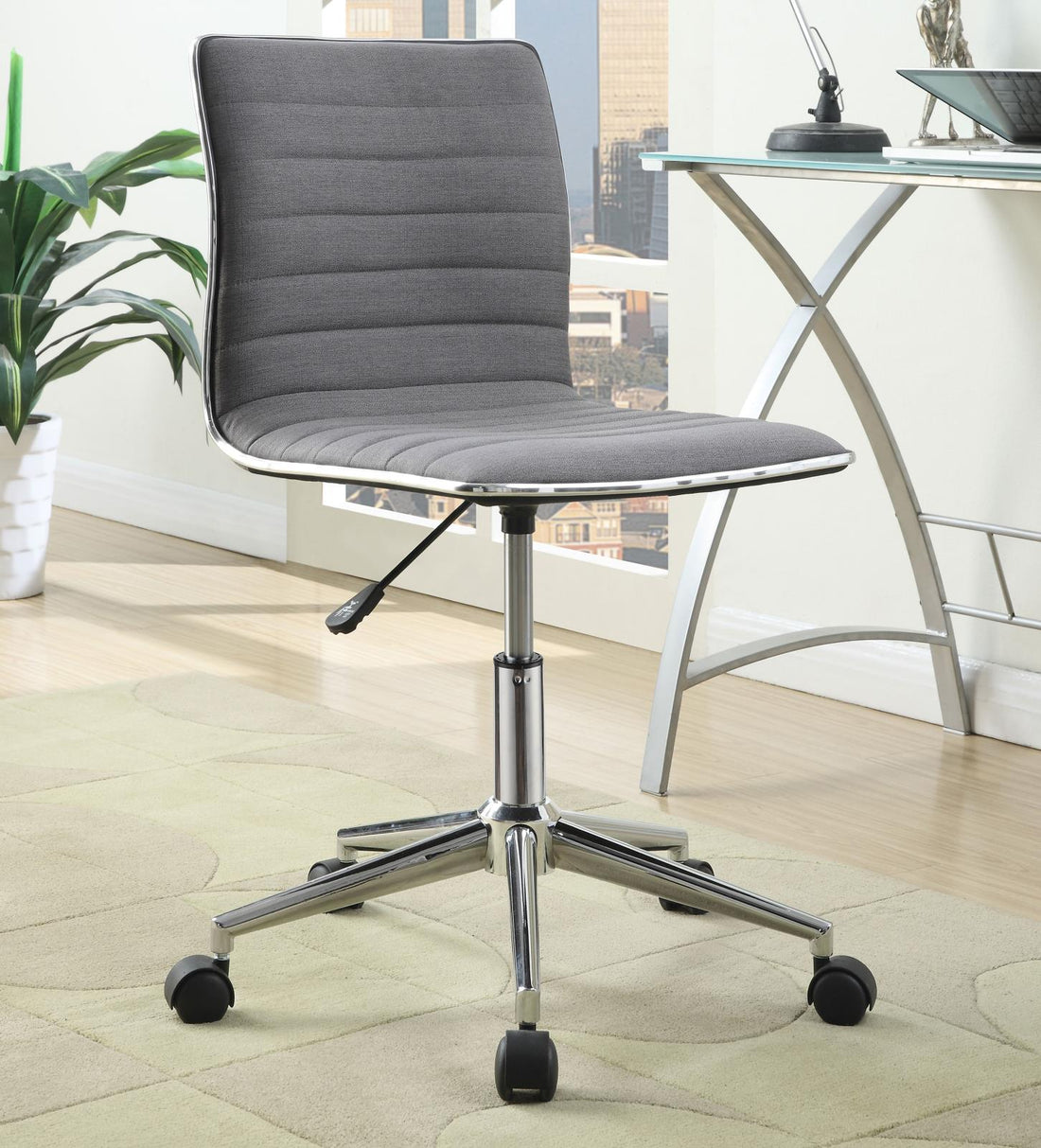 Chryses Gray/Chrome Adjustable Height Office Chair - 800727 - Bien Home Furniture &amp; Electronics
