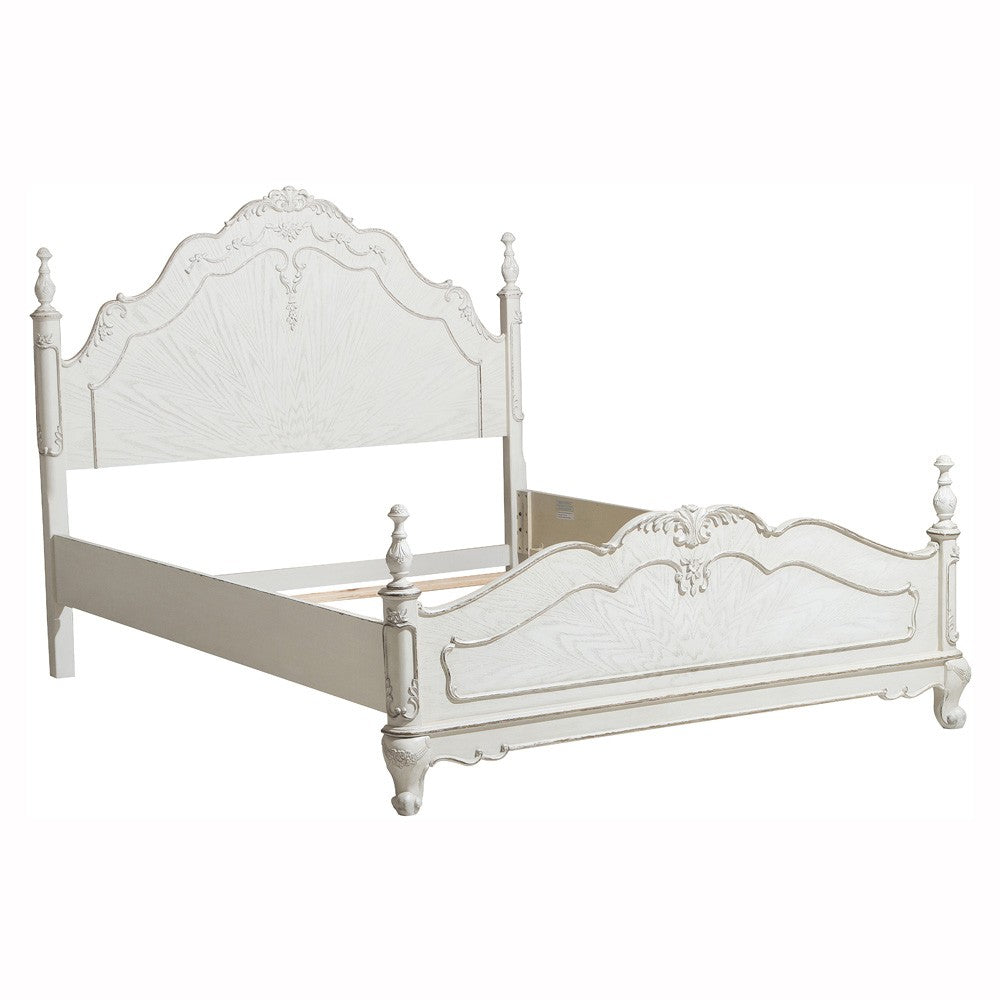 Cinderella Antique White Full Poster Bed - SET | 1386FNW-1 | 1386FNW-2 | 1386FNW-3 - Bien Home Furniture & Electronics