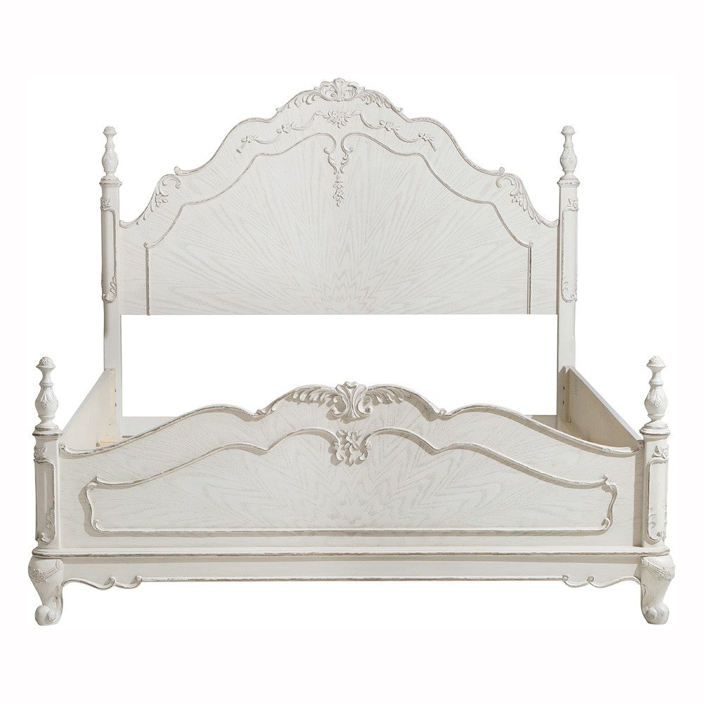 Cinderella Antique White Full Poster Bed - SET | 1386FNW-1 | 1386FNW-2 | 1386FNW-3 - Bien Home Furniture & Electronics