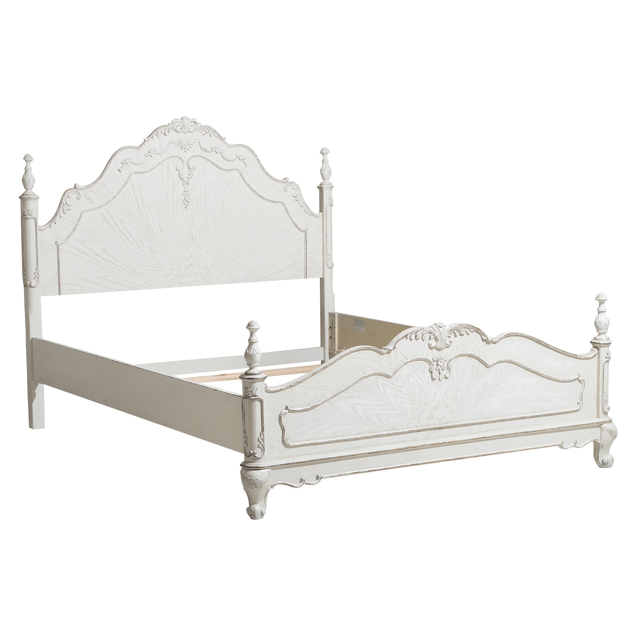 Cinderella Antique White Queen Bed - SET | 1386NW-1 | 1386NW-2 | 1386NW-3 - Bien Home Furniture & Electronics