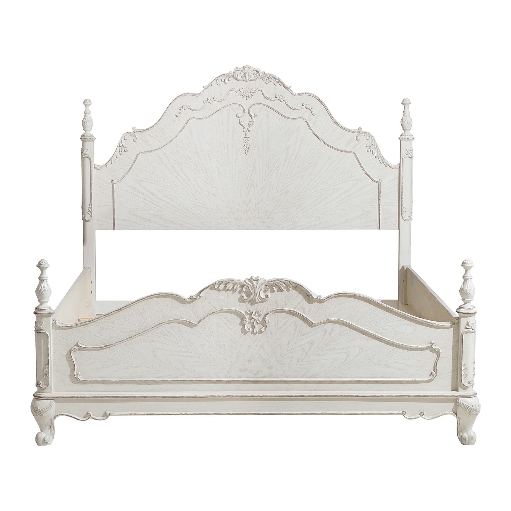 Cinderella Antique White Queen Bed - SET | 1386NW-1 | 1386NW-2 | 1386NW-3 - Bien Home Furniture & Electronics