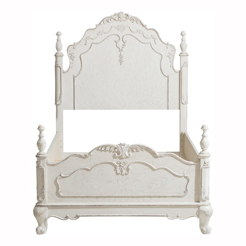 Cinderella Antique White Twin Poster Bed - SET | 1386TNW-1 | 1386TNW-2 | 1386TNW-3 - Bien Home Furniture & Electronics