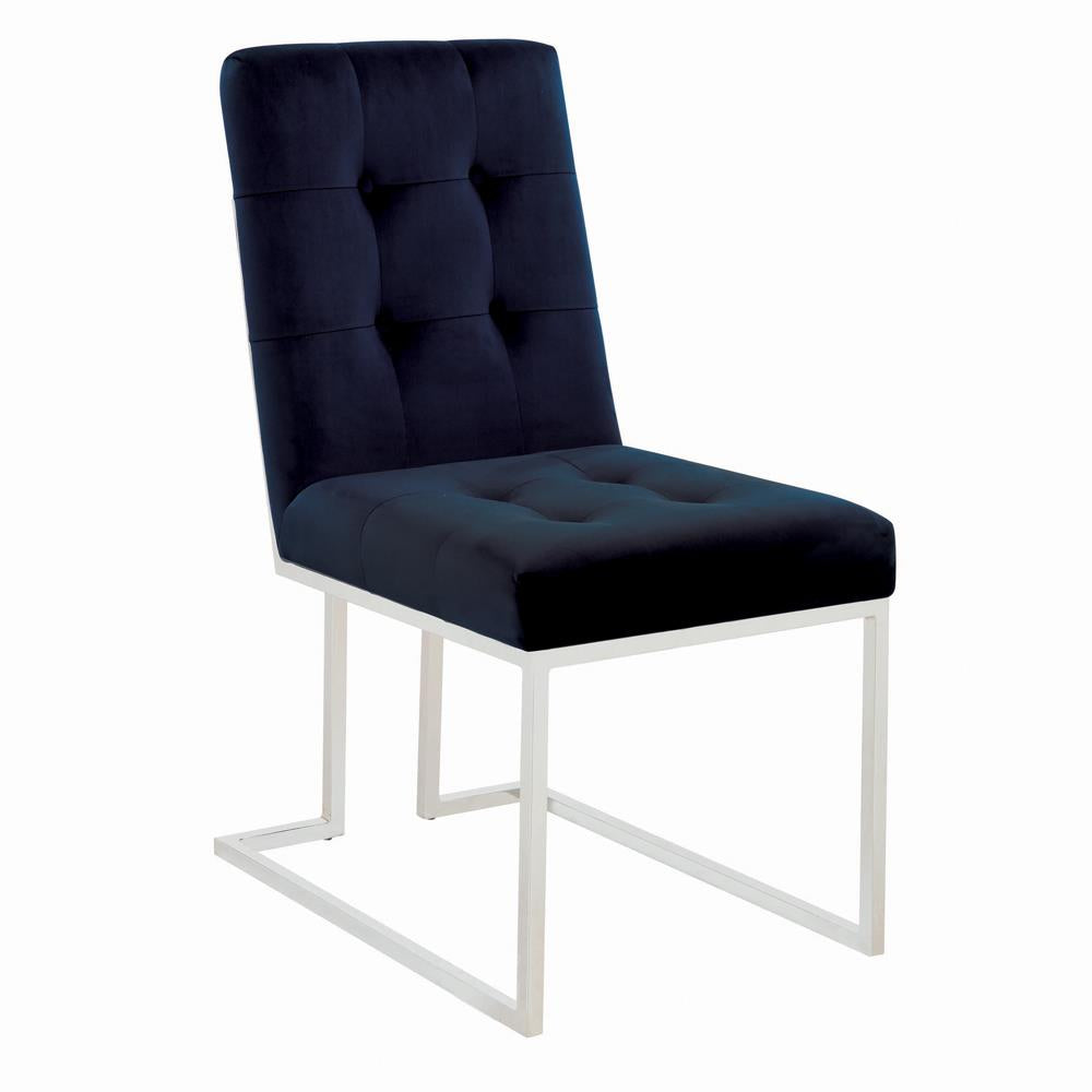 Cisco Ink Blue/Chrome Upholstered Dining Chairs, Set of 2 - 192494 - Bien Home Furniture & Electronics