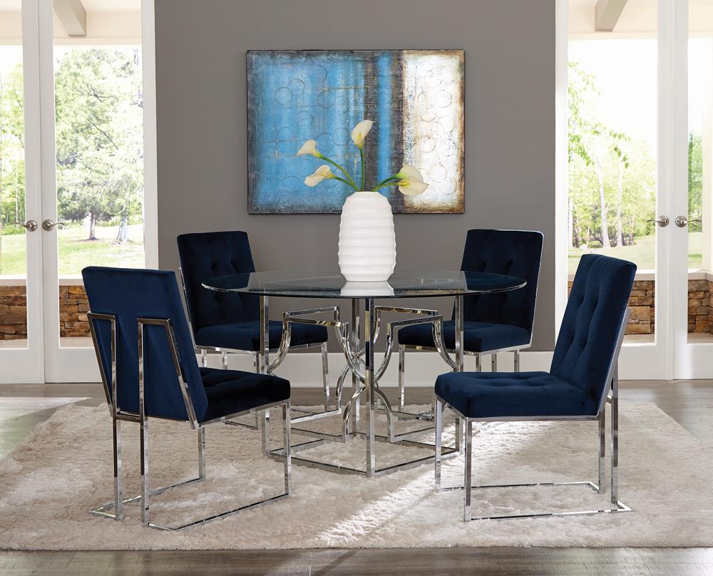 Cisco Ink Blue/Chrome Upholstered Dining Chairs, Set of 2 - 192494 - Bien Home Furniture &amp; Electronics