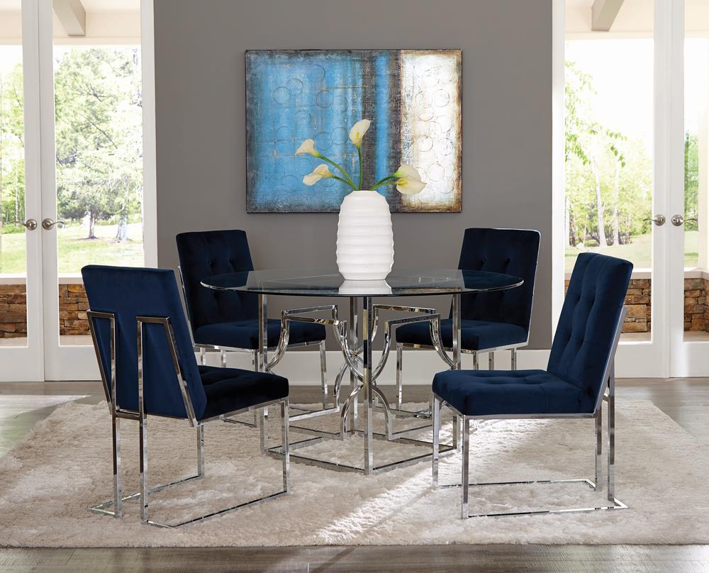 Cisco Ink Blue/Chrome Upholstered Dining Chairs, Set of 2 - 192494 - Bien Home Furniture & Electronics