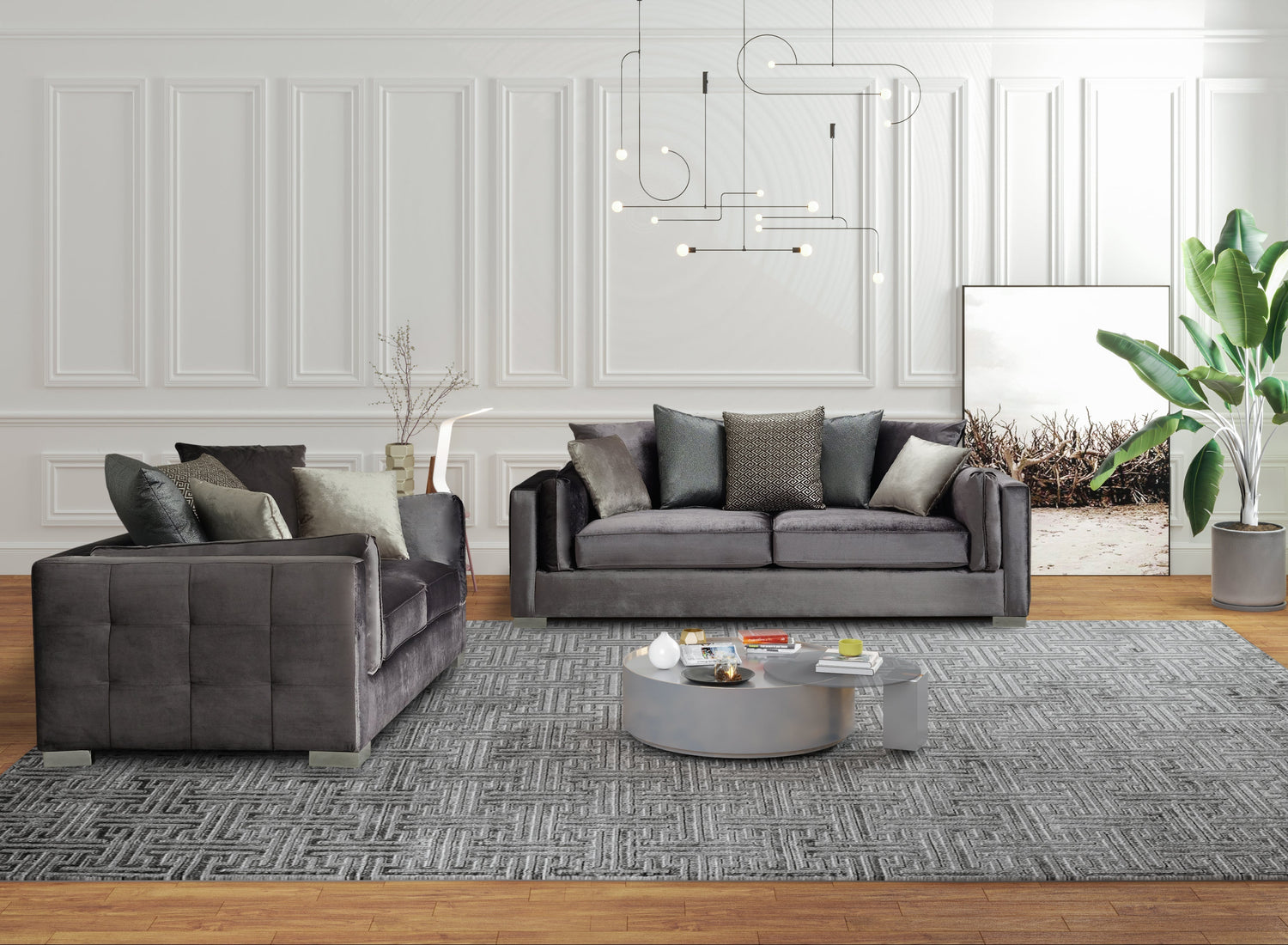 Clara Gray Velvet Sofa & Loveseat - CLARAGRAY-SL - Bien Home Furniture & Electronics