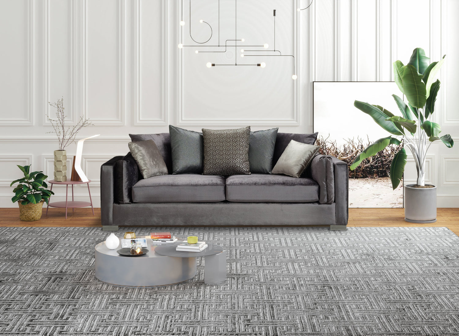 Clara Gray Velvet Sofa & Loveseat - CLARAGRAY-SL - Bien Home Furniture & Electronics