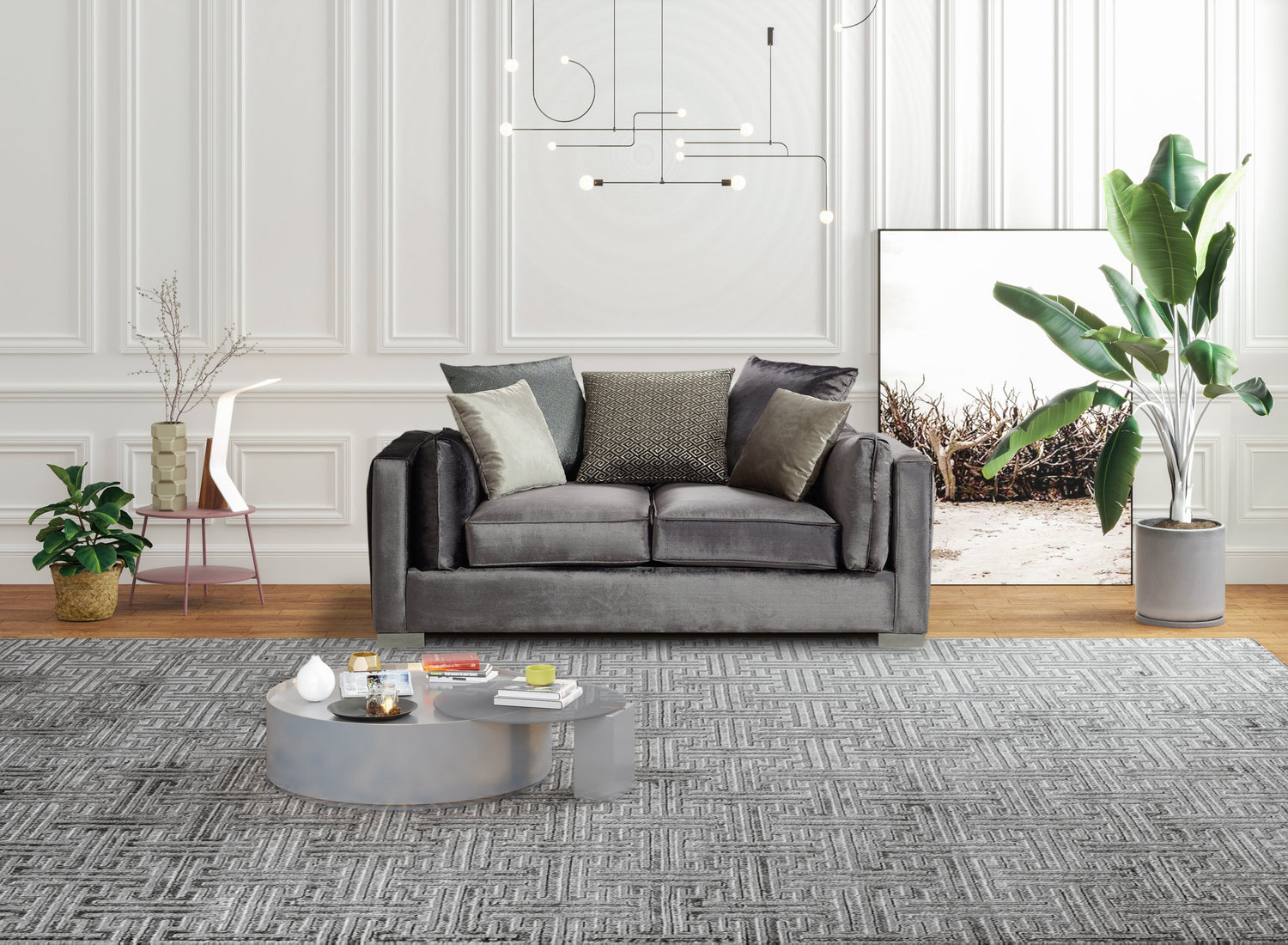 Clara Gray Velvet Sofa & Loveseat - CLARAGRAY-SL - Bien Home Furniture & Electronics