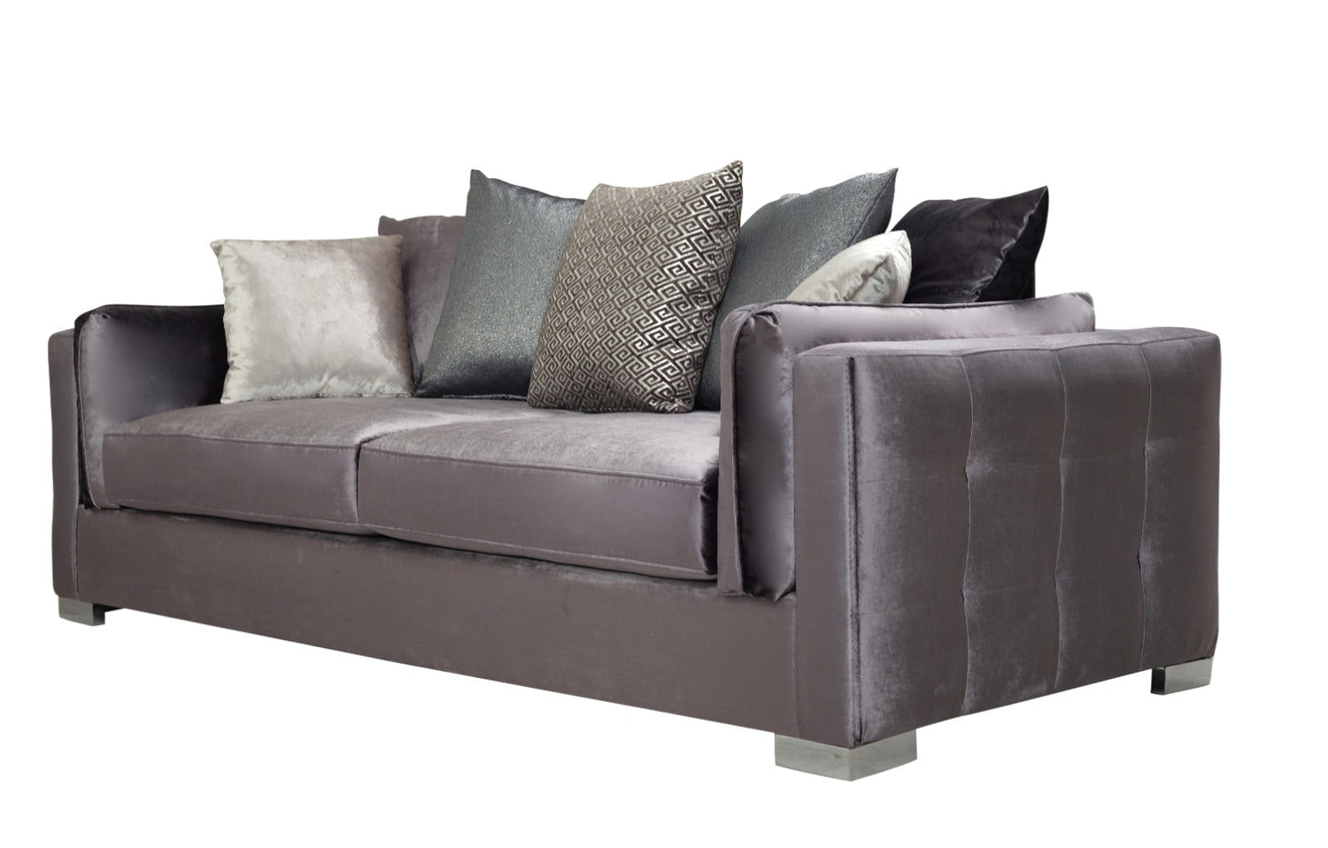 Clara Gray Velvet Sofa & Loveseat - CLARAGRAY-SL - Bien Home Furniture & Electronics