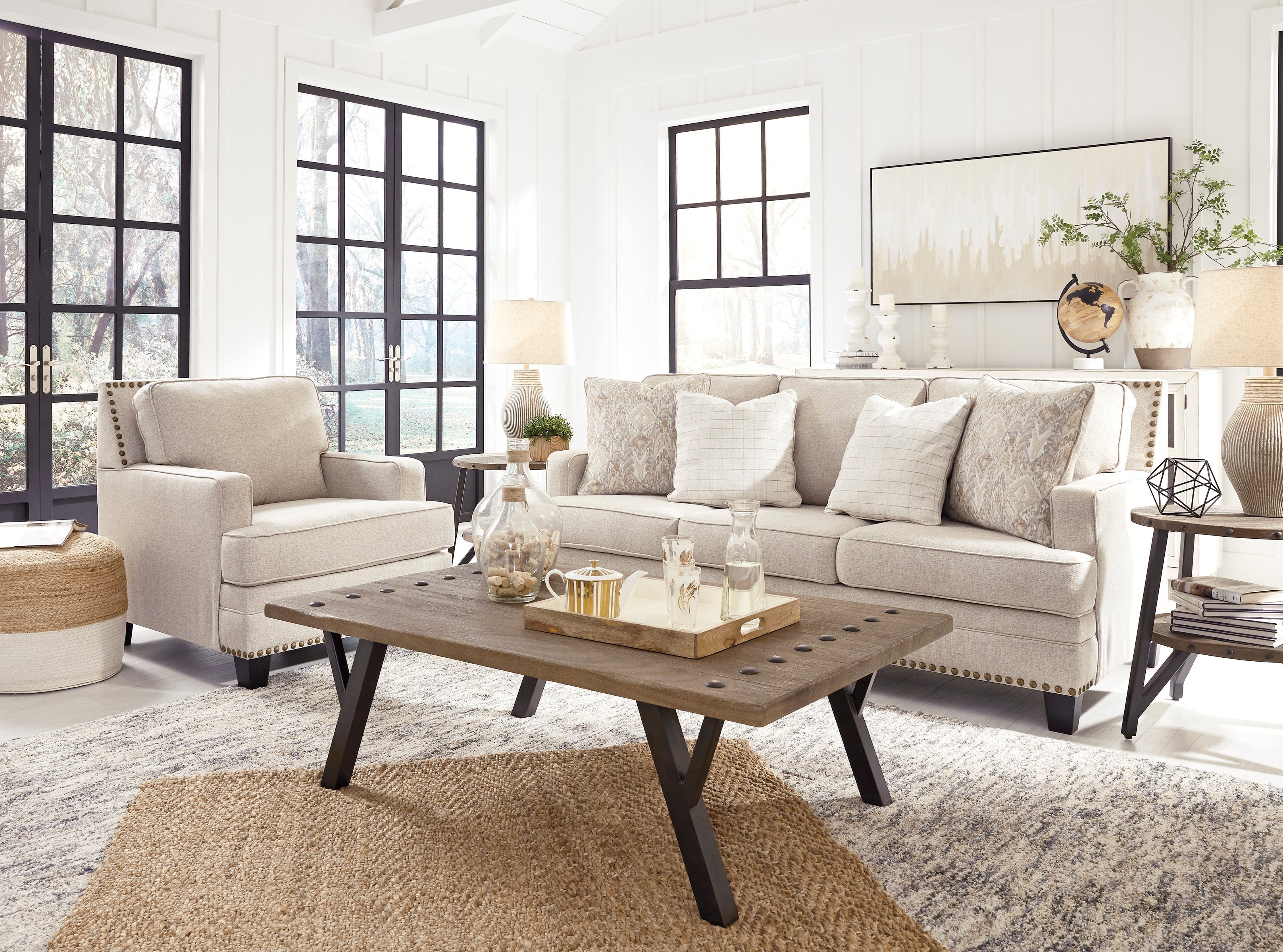 Claredon Linen Living Room Set - SET | 1560238 | 1560235 - Bien Home Furniture &amp; Electronics