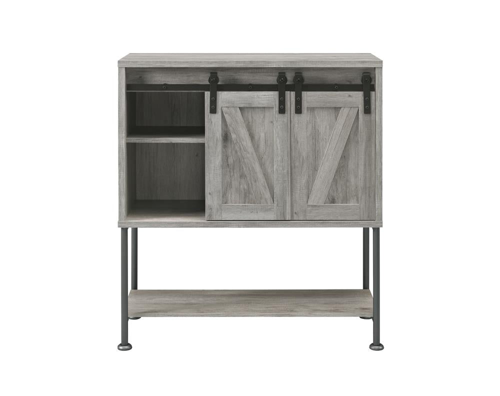 Claremont Gray Driftwood Sliding Door Bar Cabinet with Lower Shelf - 183038 - Bien Home Furniture & Electronics