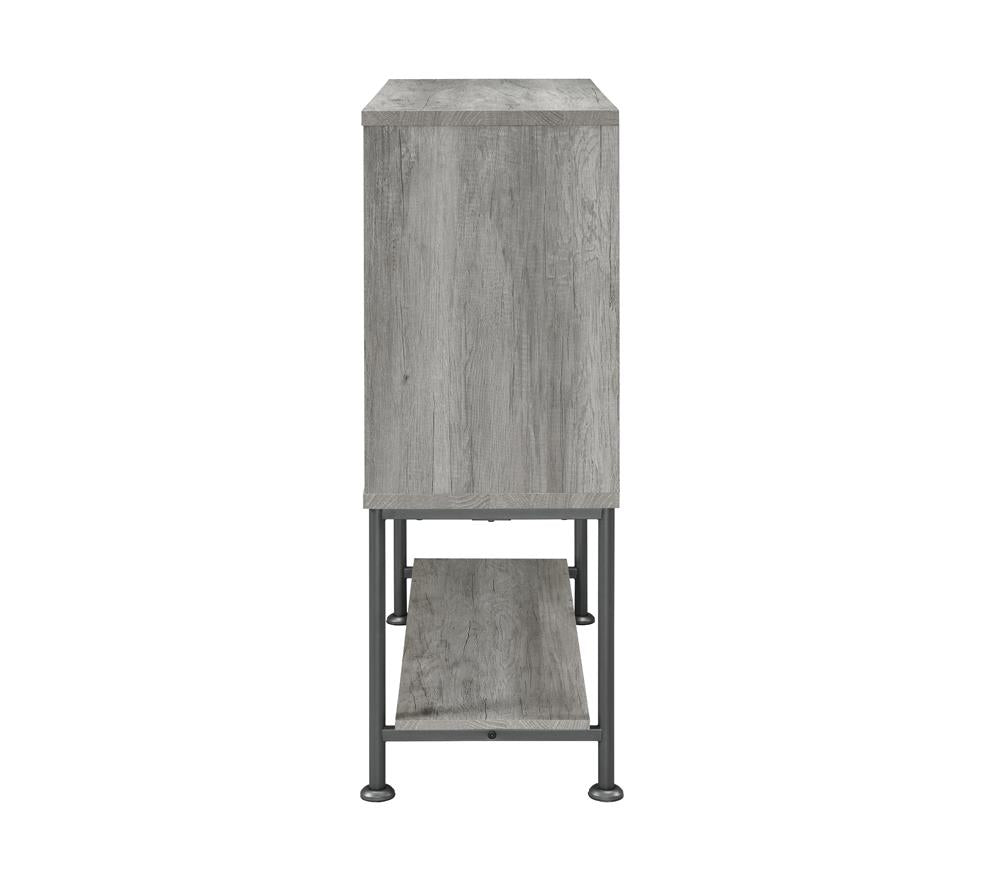 Claremont Gray Driftwood Sliding Door Bar Cabinet with Lower Shelf - 183038 - Bien Home Furniture & Electronics