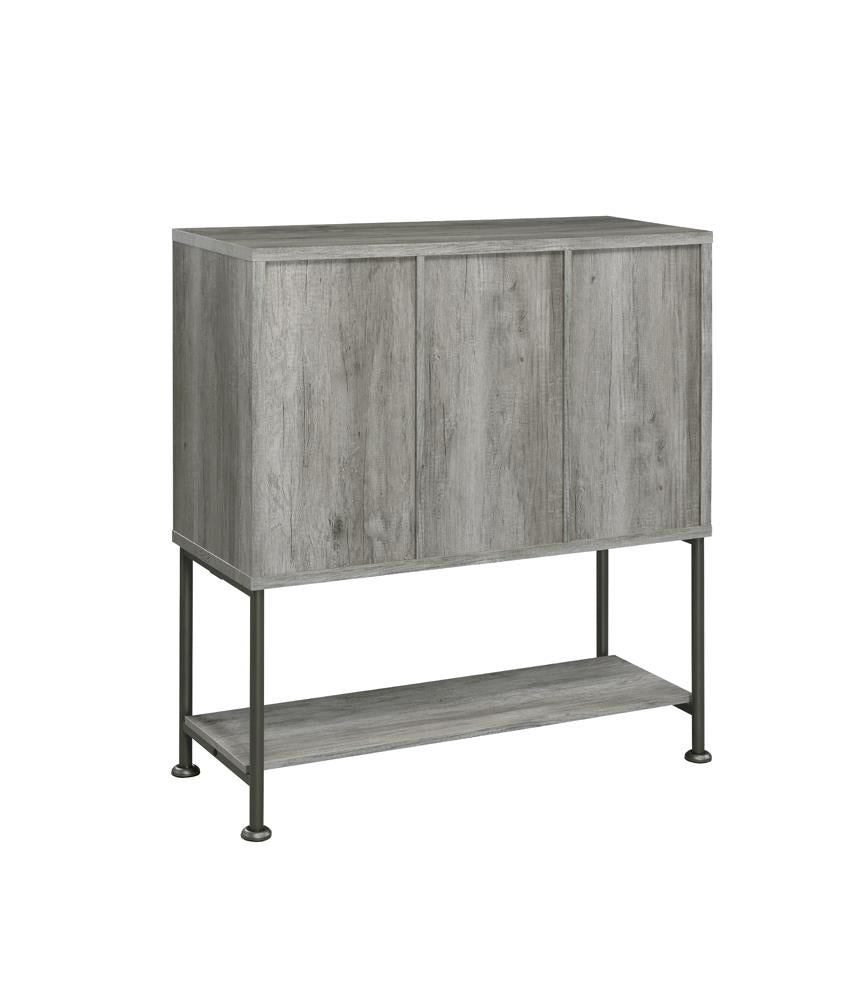 Claremont Gray Driftwood Sliding Door Bar Cabinet with Lower Shelf - 183038 - Bien Home Furniture & Electronics