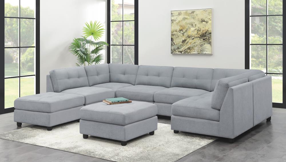 Claude Tufted Cushion Back Ottoman Dove - 551006 - Bien Home Furniture &amp; Electronics
