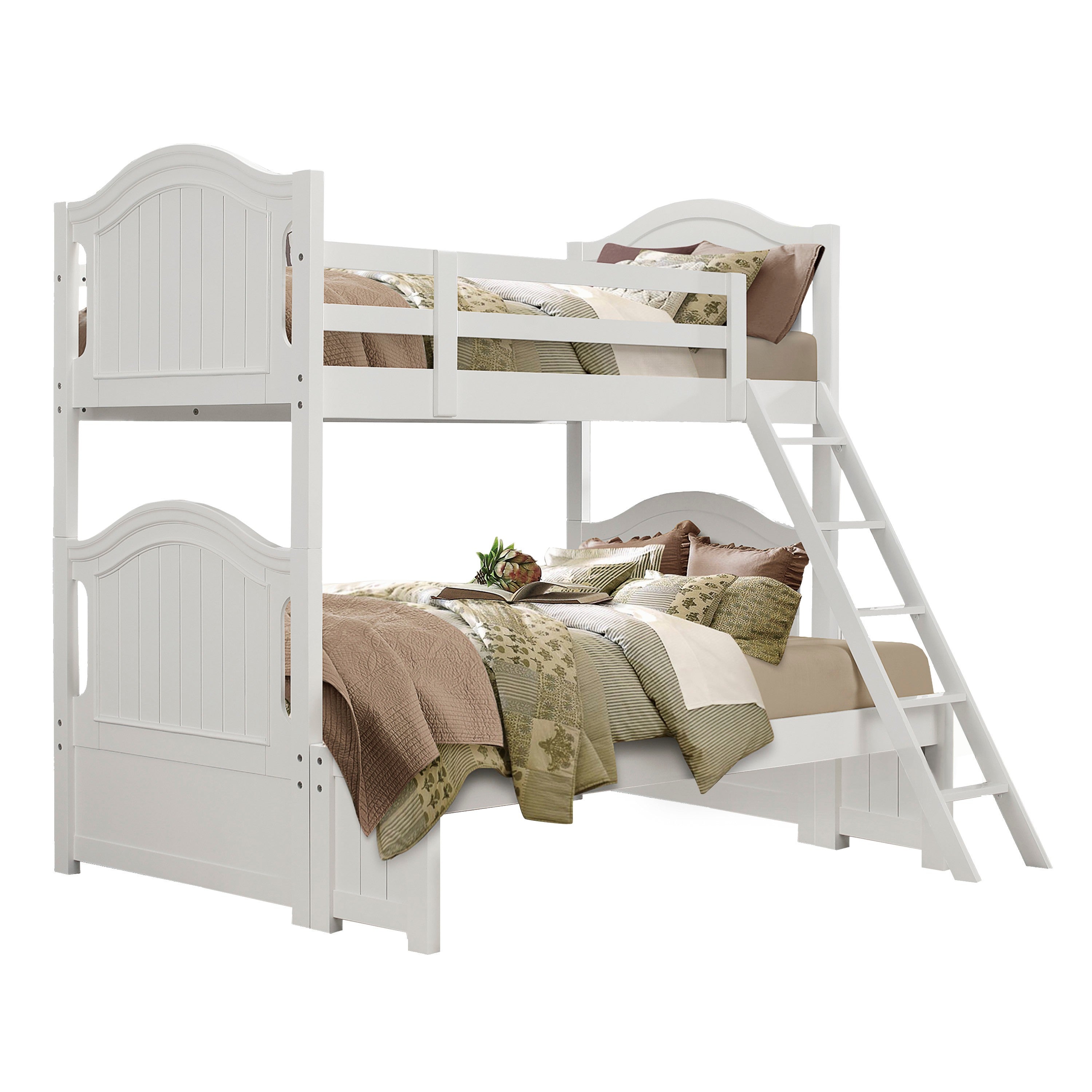 Clementine White Twin/Full Bunk Bed with Twin Trundle - SET | B1799-F | B1799-HF | B1799-RL | B1799-SL | B1799-R - Bien Home Furniture &amp; Electronics