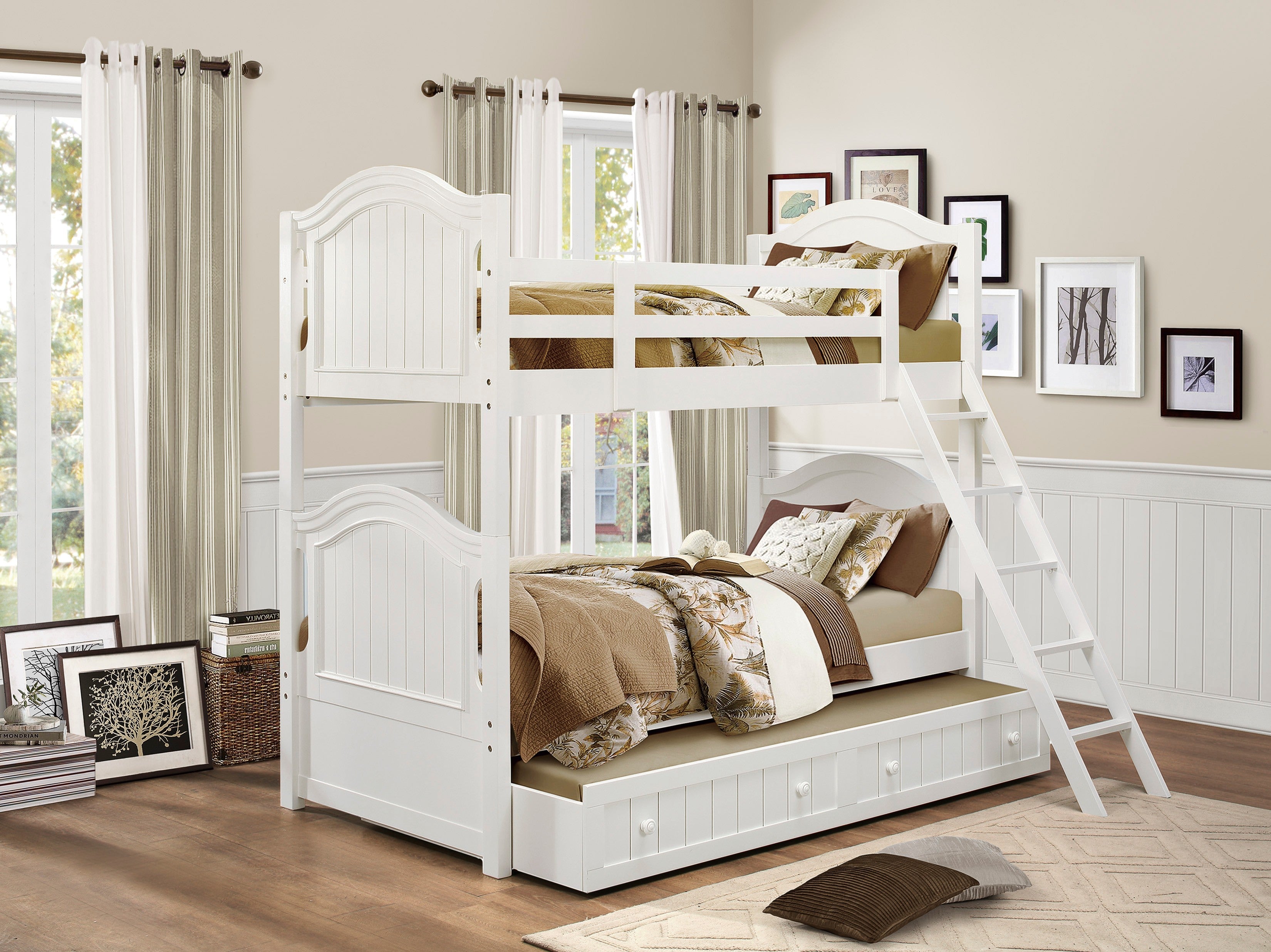 Clementine White Twin/Twin Bunk Bed - SET | B1799-HF | B1799-RL | B1799-SL - Bien Home Furniture &amp; Electronics