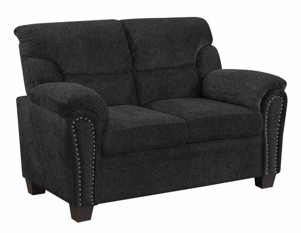 Clemintine Upholstered Loveseat with Nailhead Trim Graphite - 506575 - Bien Home Furniture &amp; Electronics