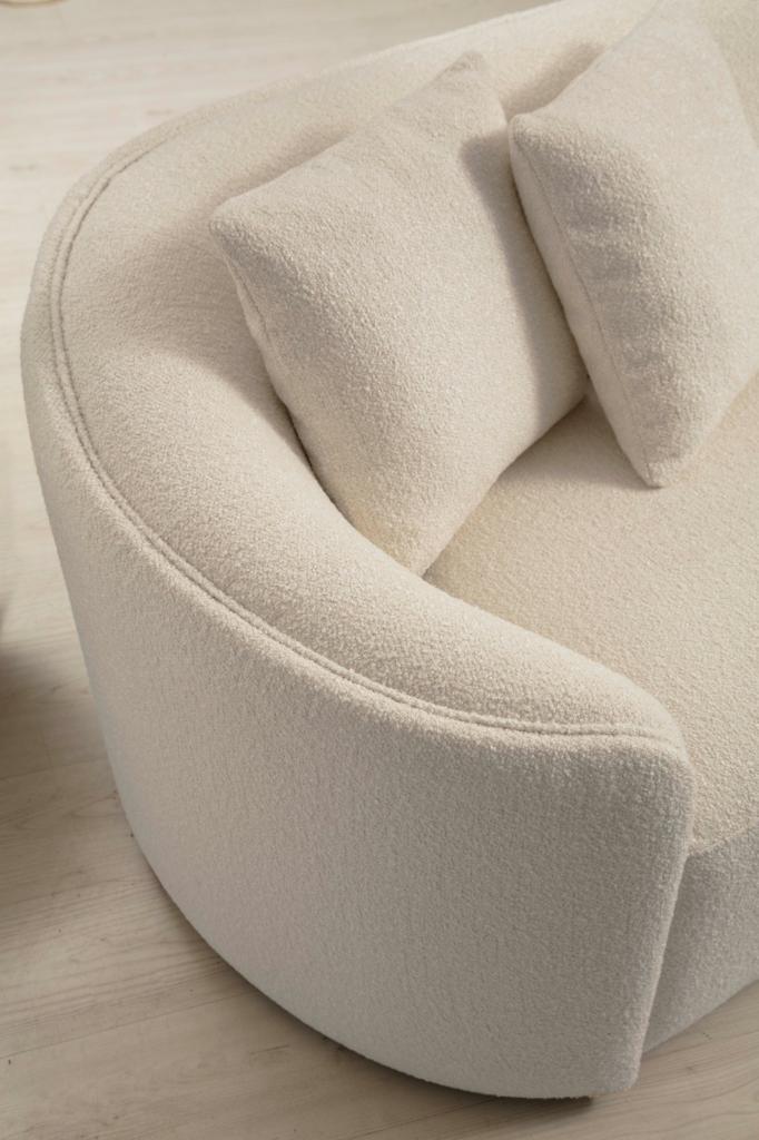 Cloe Ivory Boucle RAF Curved Sectional - CLOEBOUCLE-SECRAF - Bien Home Furniture & Electronics