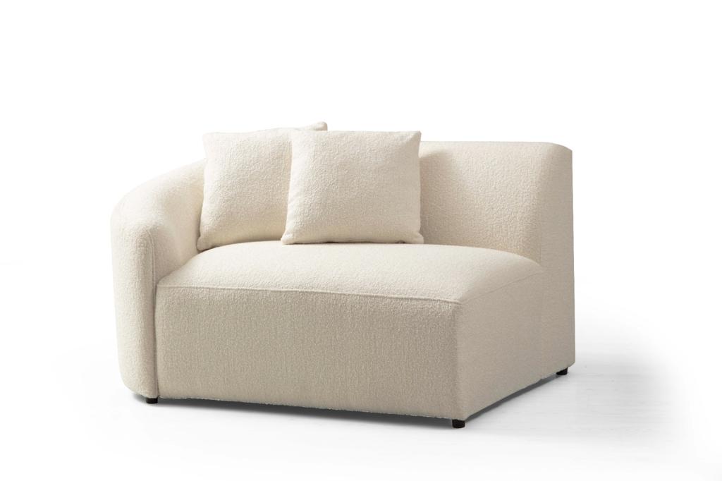 Cloe Ivory Boucle RAF Curved Sectional - CLOEBOUCLE-SECRAF - Bien Home Furniture & Electronics
