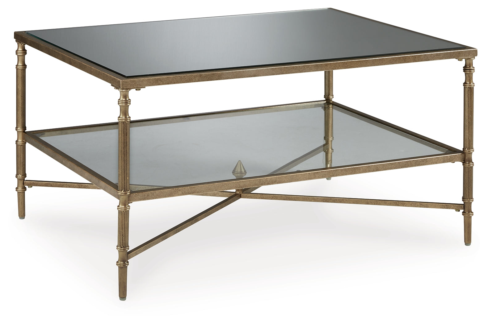 Cloverty Aged Gold Finish Coffee Table - T440-1 - Bien Home Furniture & Electronics